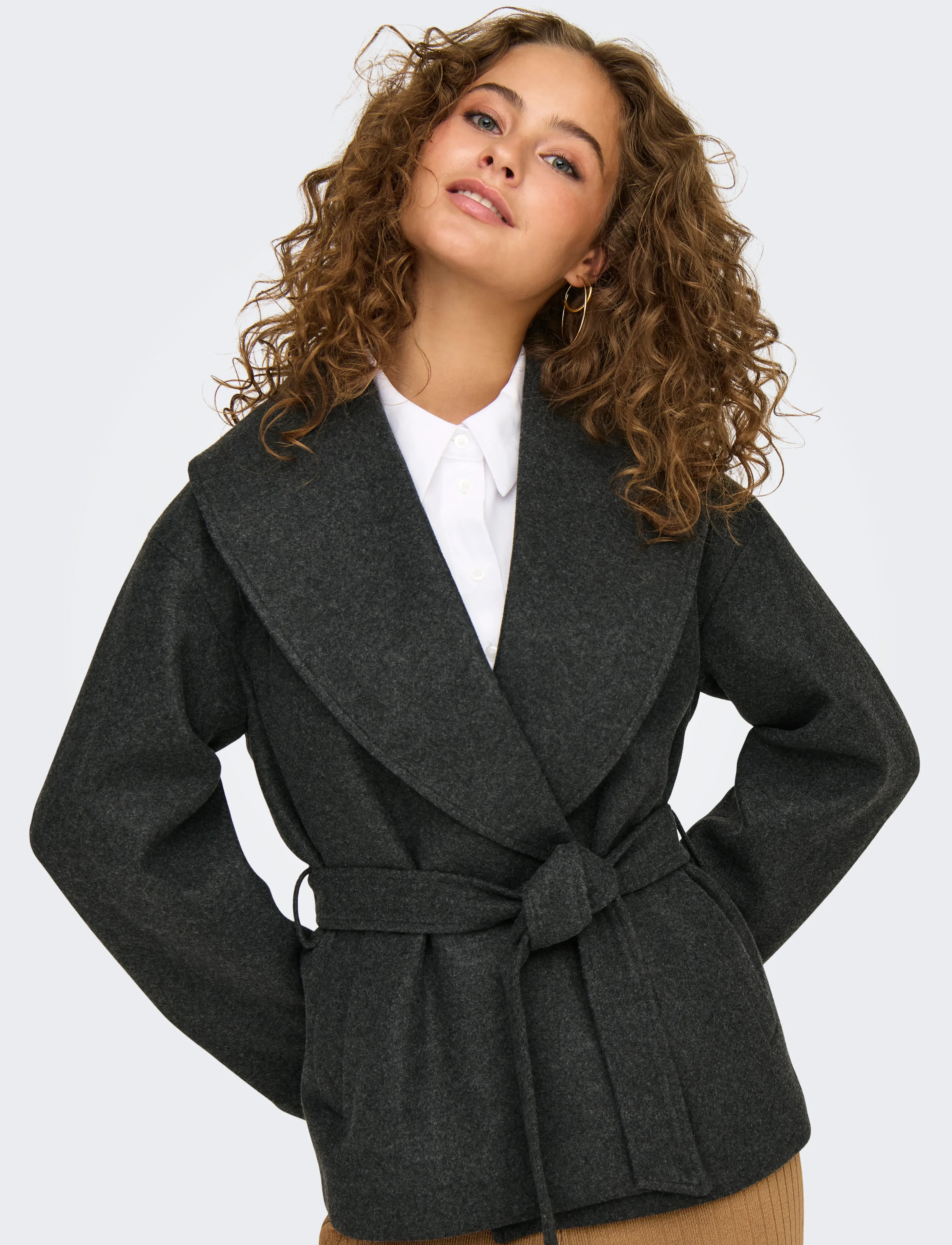 ONLY - ONLAUGUSTA LIFE SHORT COAT OTW NOOS - herbstjacken - dark grey melange - 5