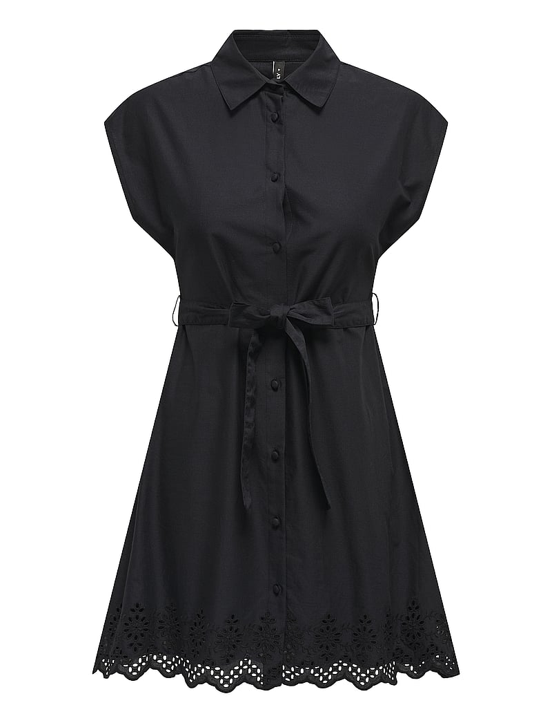 ONLY - ONLLOU LIFE EMB S/S SHIRT DRESS PTM - hemdkleider - black - 1