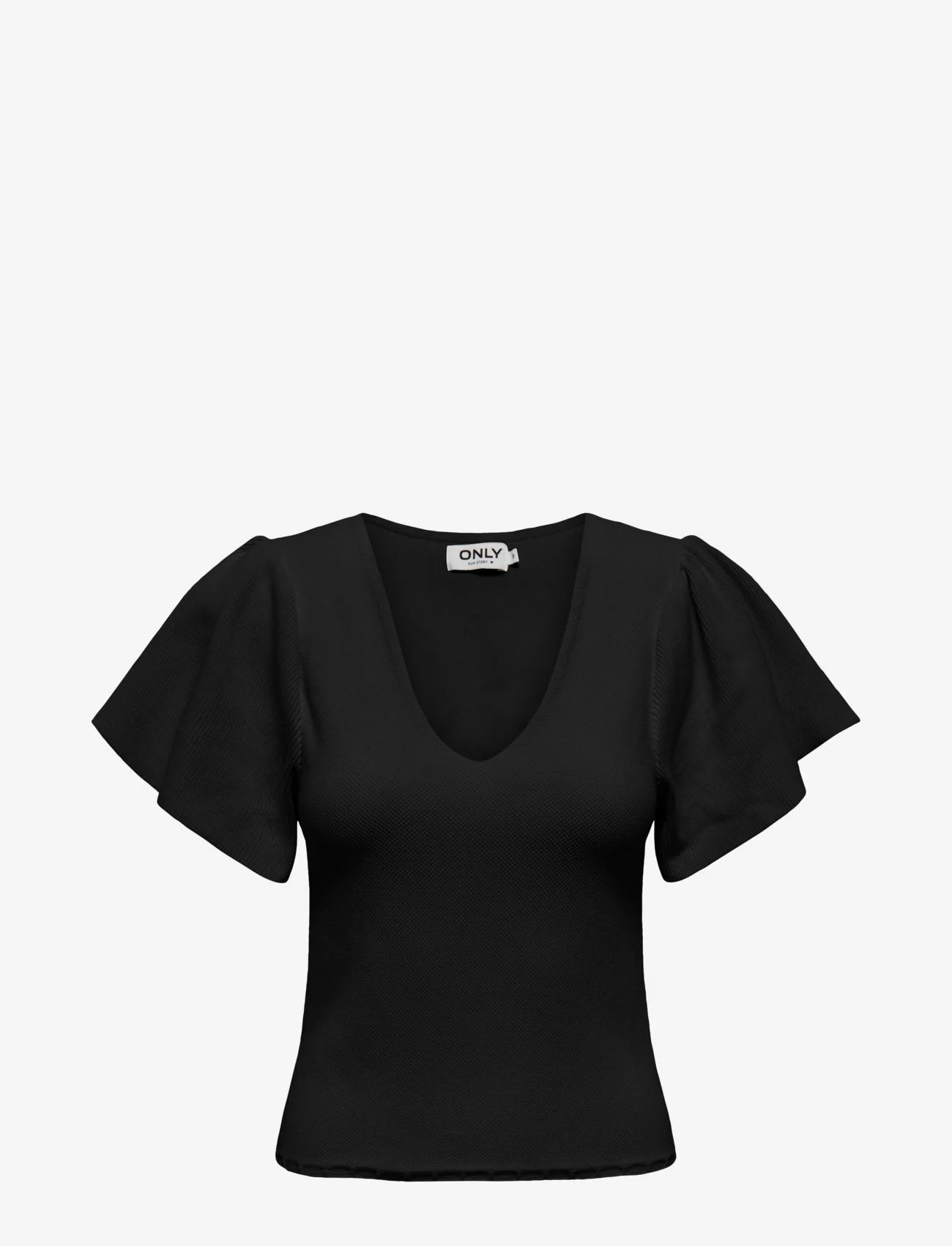 ONLY - ONLKENDRA SS V-NECK KNT - short-sleeved blouses - black - 0