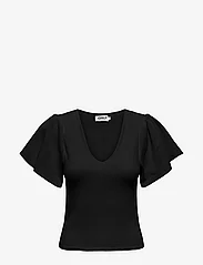 ONLY - ONLKENDRA SS V-NECK KNT - short-sleeved blouses - black - 0