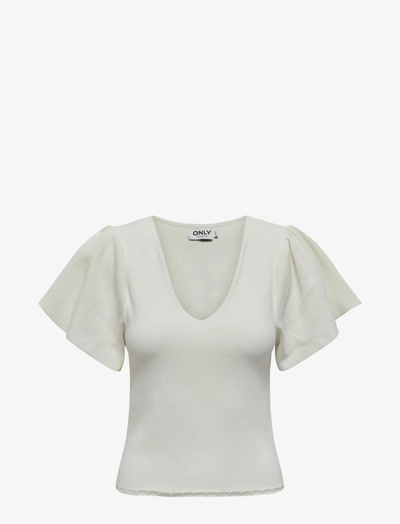 ONLY - ONLKENDRA SS V-NECK KNT - short-sleeved blouses - cloud dancer - 0