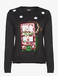 ONLXMAS SEQUINS BUS LS O-NECK EX KNT, ONLY
