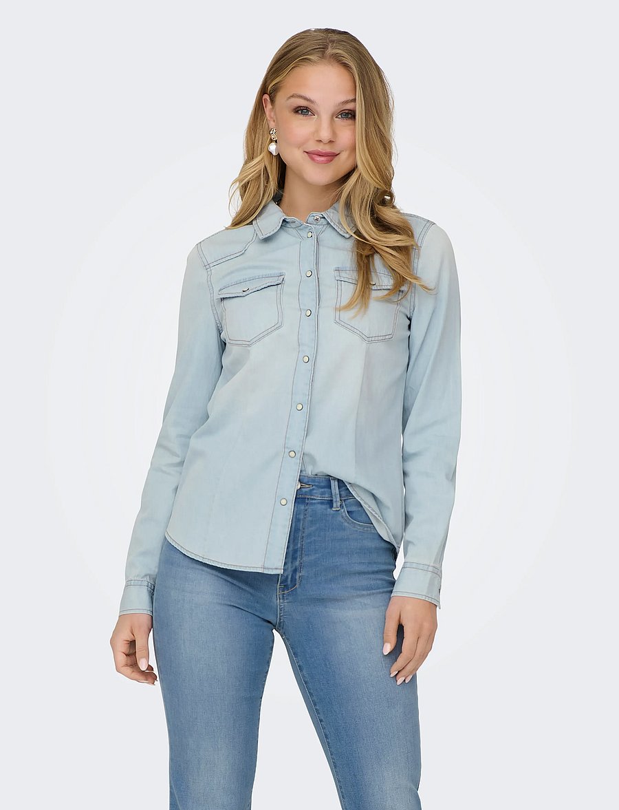 ONLY - ONLALEXA L/S DNM SHIRT ANA NOOS - teksasärgid - light blue denim - 0