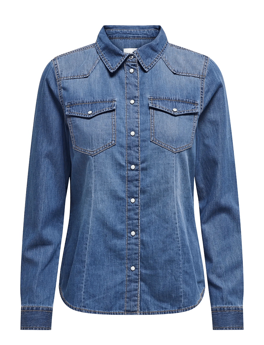 ONLY - ONLALEXA L/S DNM SHIRT ANA NOOS - jeansskjortor - medium blue denim - 1