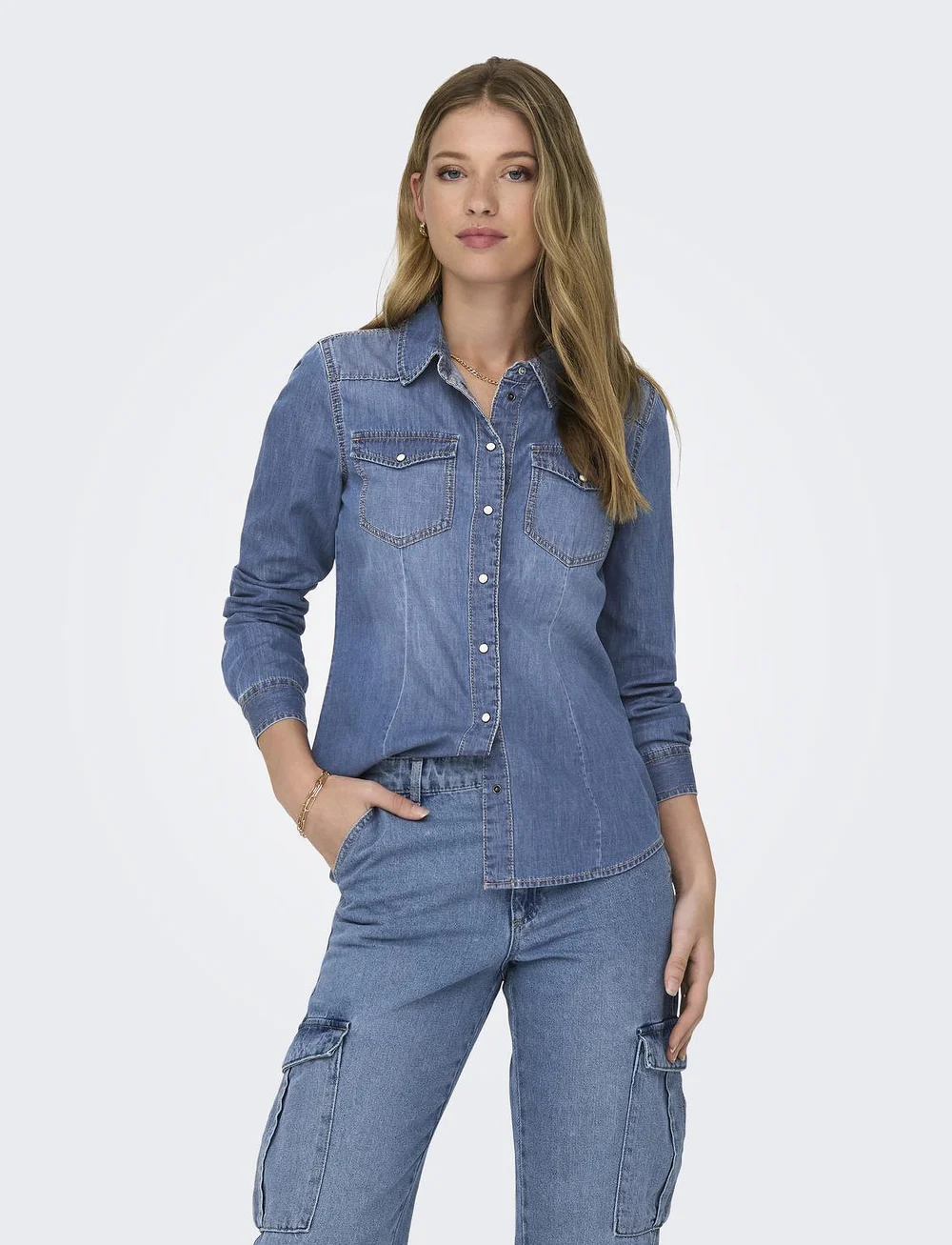 ONLY - ONLALEXA L/S DNM SHIRT ANA NOOS - teksasärgid - medium blue denim - 0