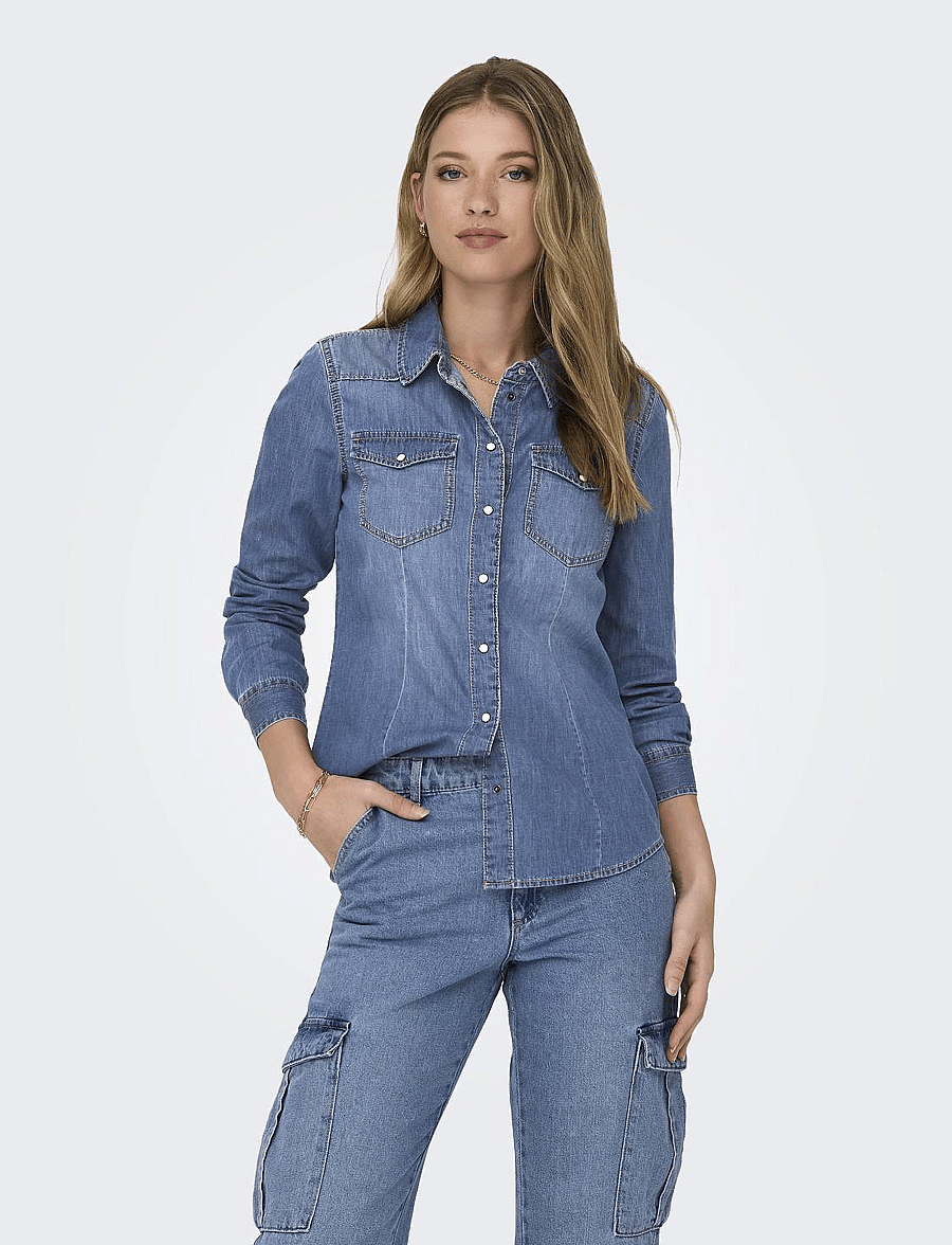 ONLY - ONLALEXA L/S DNM SHIRT ANA NOOS - jeanshemden - medium blue denim - 0