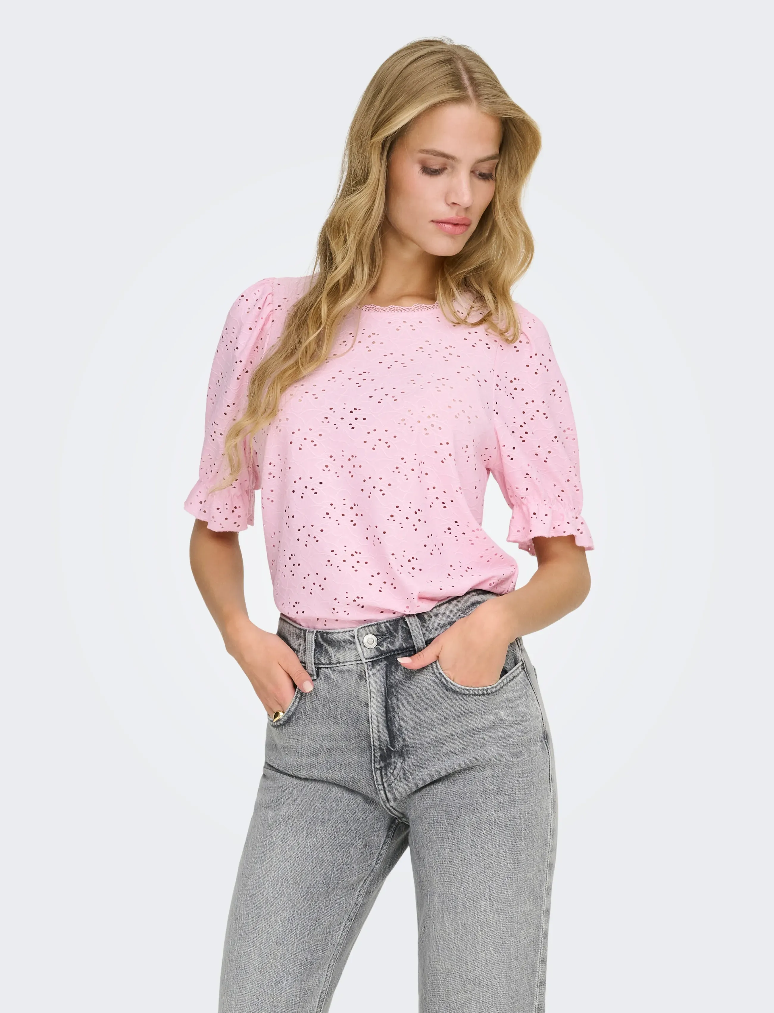 ONLY - ONLNEW SMILLA S/S PUFF TOP JRS - kurzämlige blusen - roseate spoonbill - 0