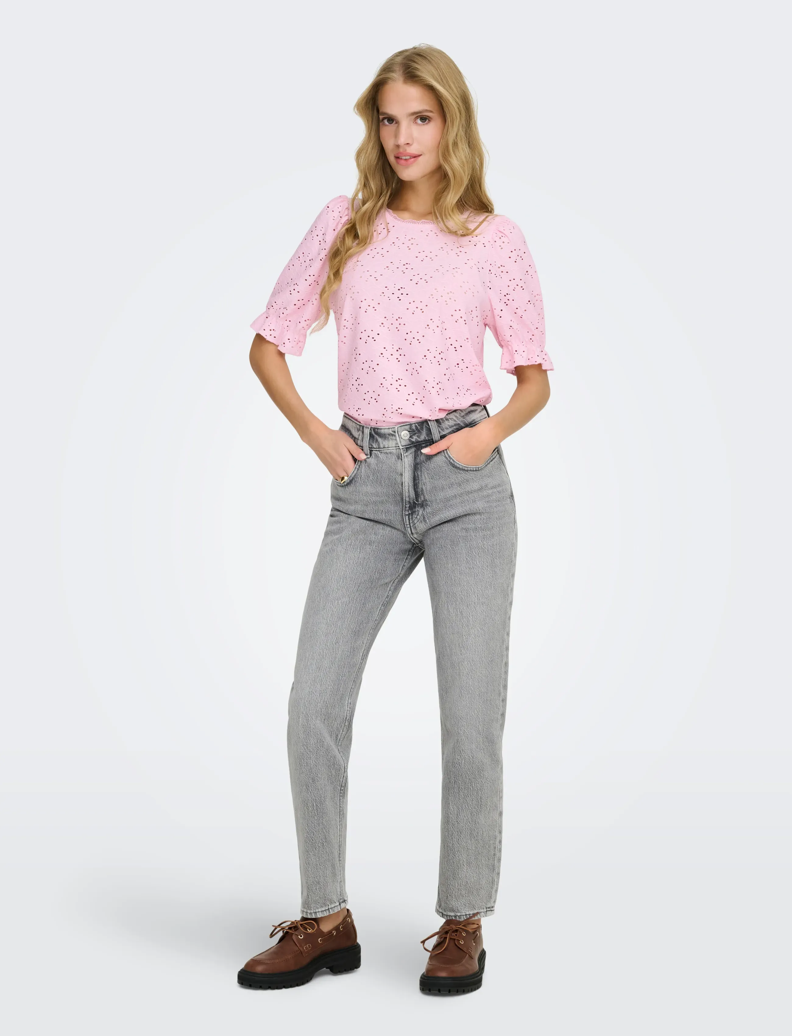 ONLY - ONLNEW SMILLA S/S PUFF TOP JRS - kurzämlige blusen - roseate spoonbill - 4