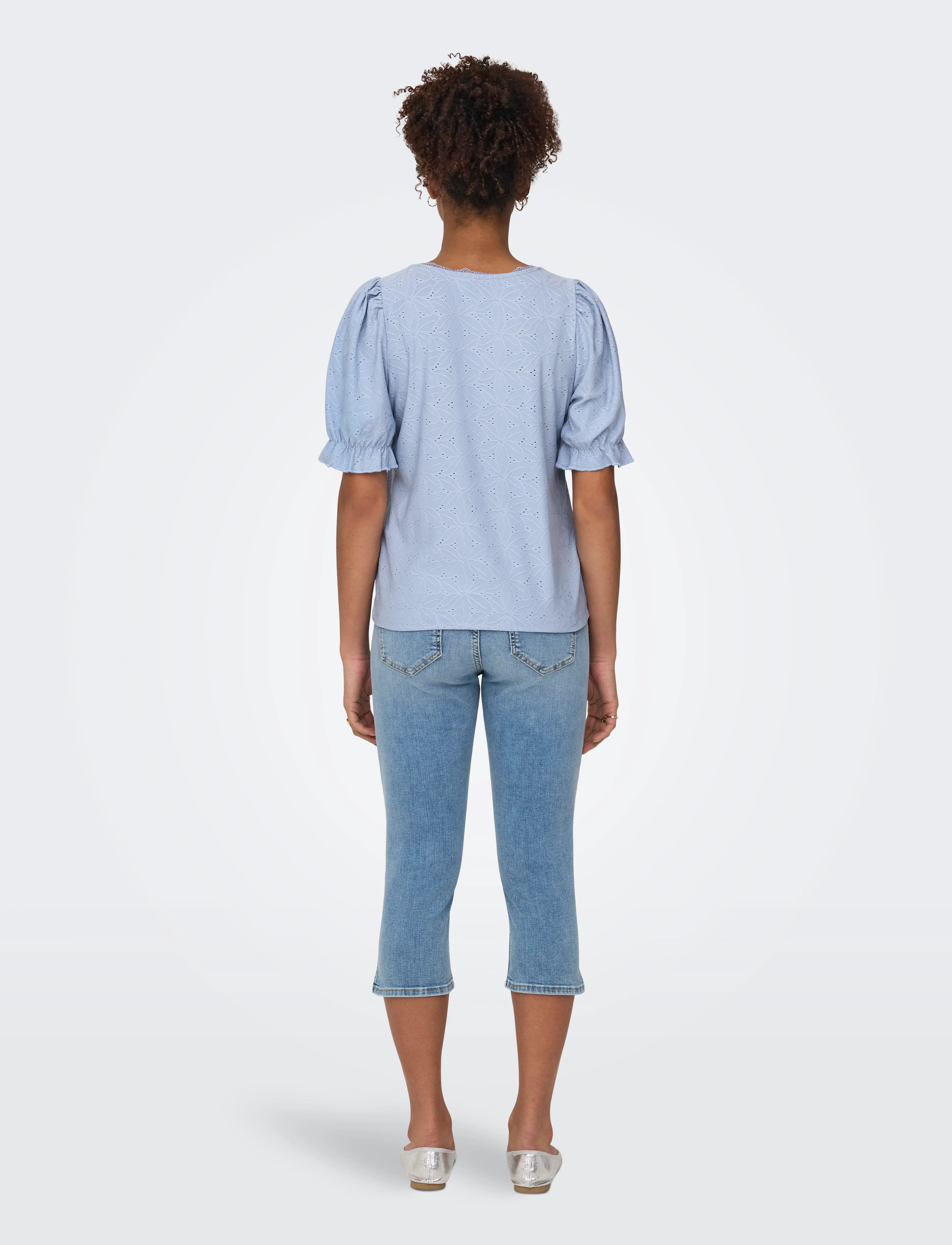 ONLY - ONLNEW SMILLA S/S PUFF TOP JRS - stutterma blússur - soft chambray - 3