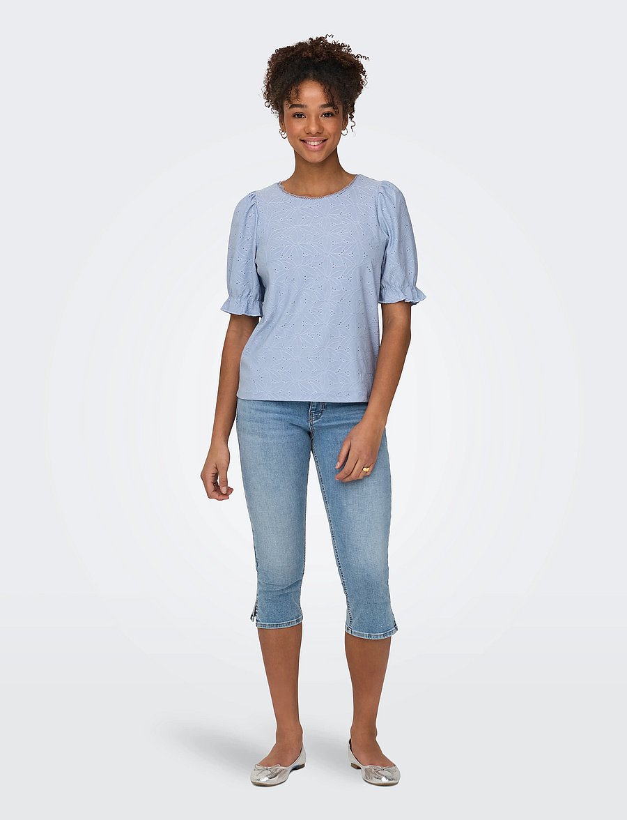 ONLY - ONLNEW SMILLA S/S PUFF TOP JRS - blouses met korte mouwen - soft chambray - 4