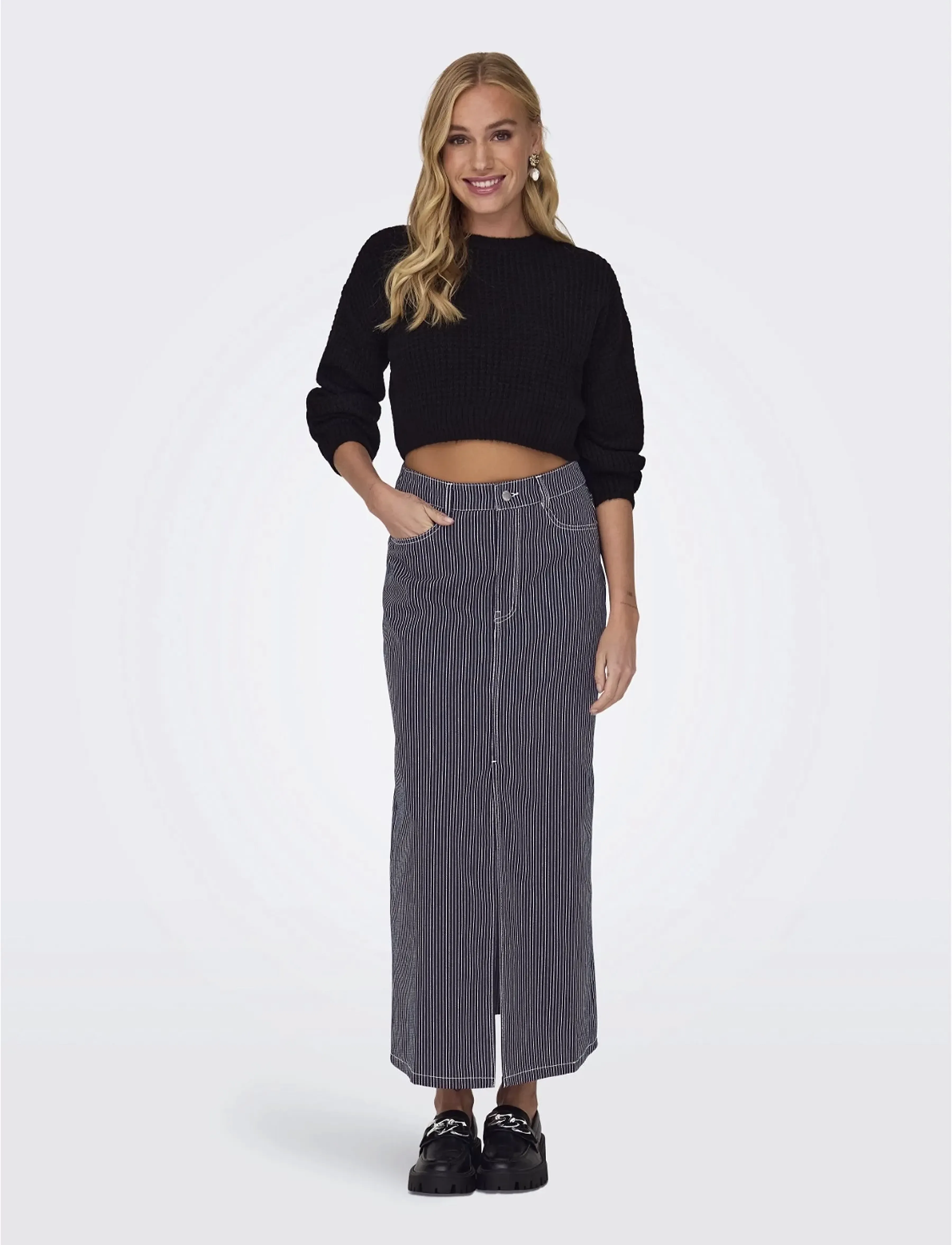 ONLY - ONLMERLE HW LON SLIT STRIPE SKIRT CC PNT - die niedrigsten preise - night sky - 5