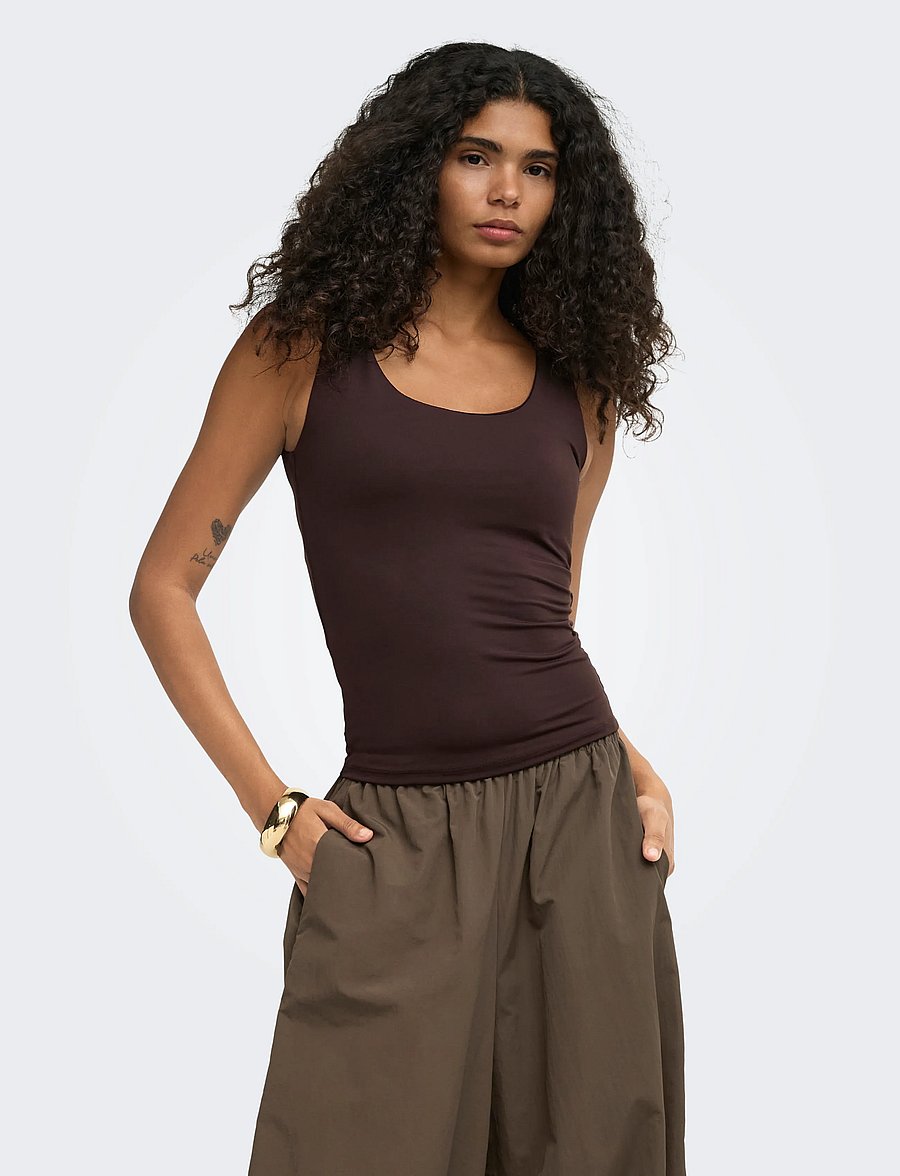 ONLY - ONLLONE S/L 2-WAY TOP JRS - hihattomat paidat - chocolate torte - 0