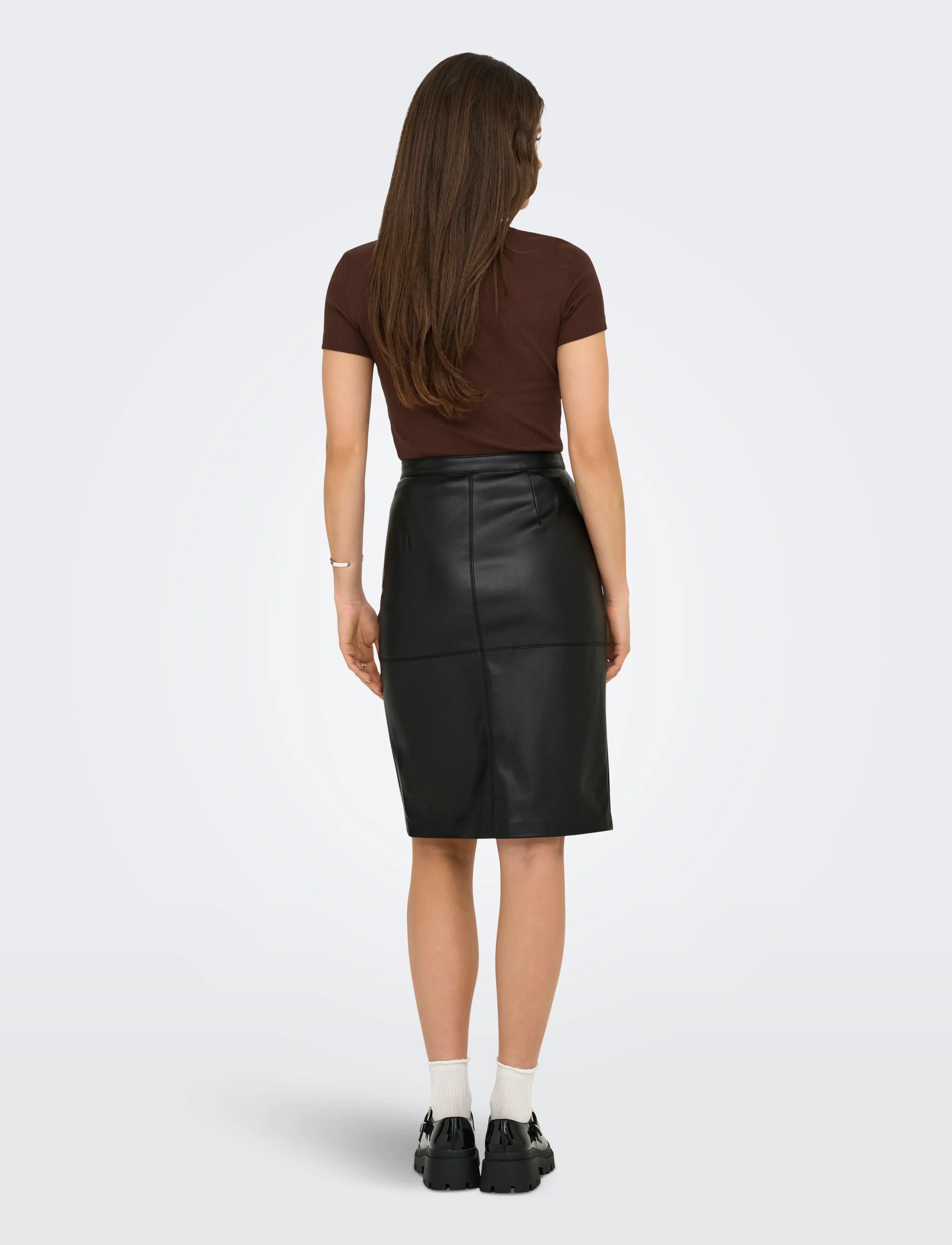 ONLY - ONLOLINE FAUX LEATHER SKIRT OTW NOOS - midi kjolar - black - 3