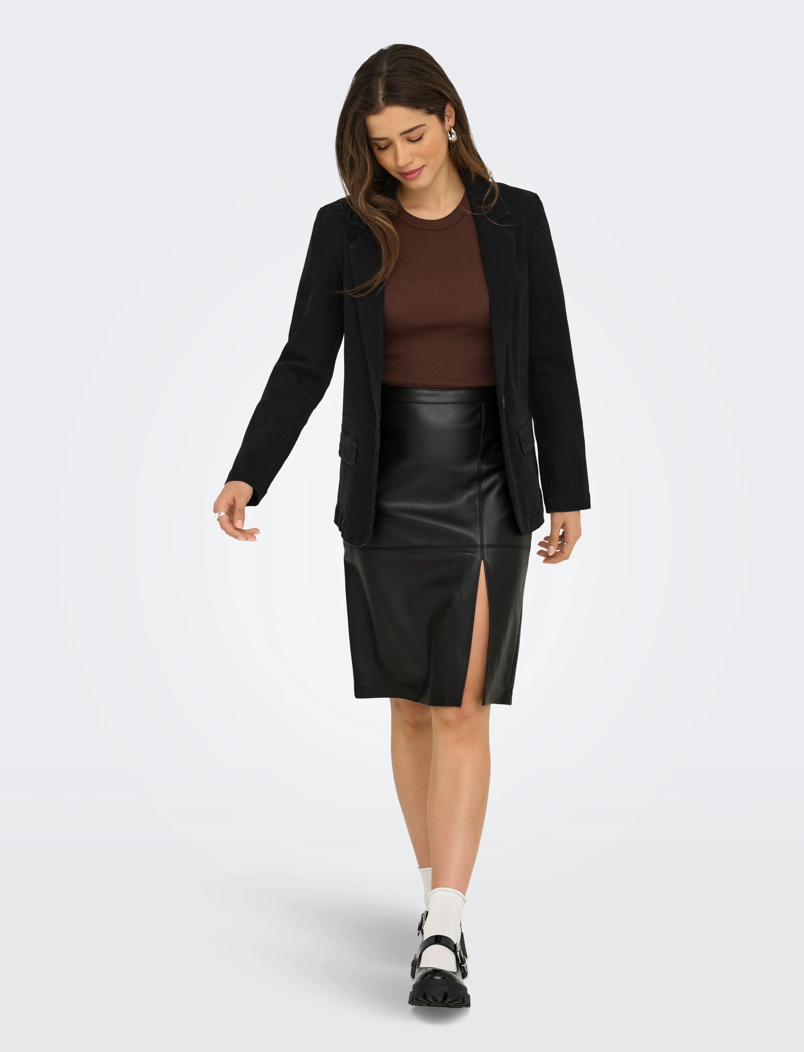 ONLY - ONLOLINE FAUX LEATHER SKIRT OTW NOOS - midi kjolar - black - 4