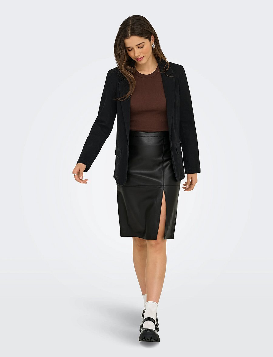 ONLY - ONLOLINE FAUX LEATHER SKIRT OTW NOOS - midiseelikud - black - 4