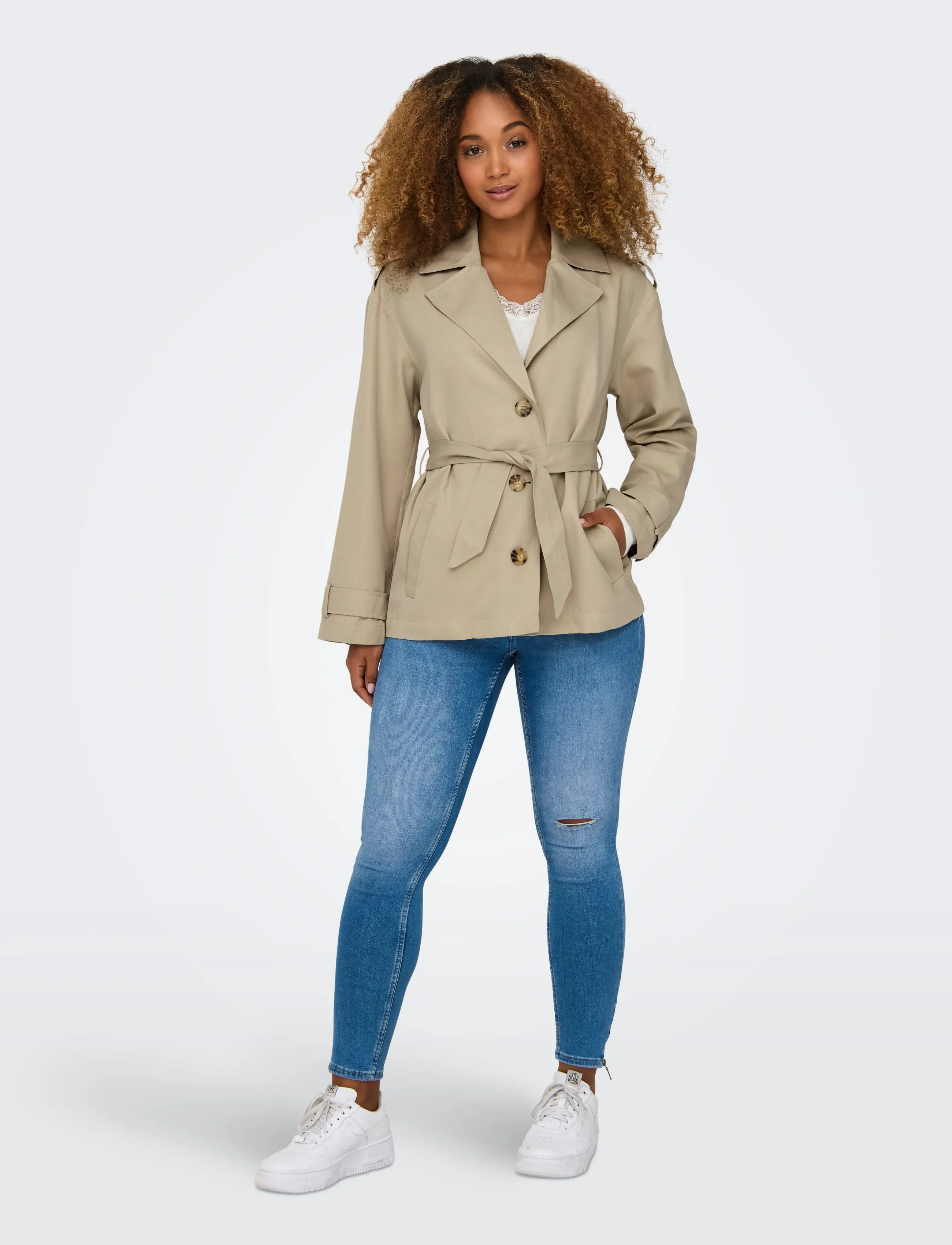 ONLY - ONLLINE SHORT TRENCHCOAT OTW - trenchcoats - humus - 4