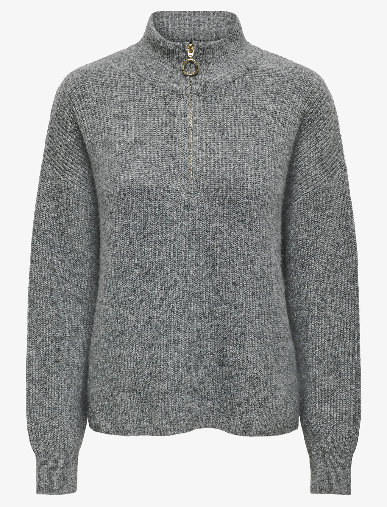 ONLY - ONLTOKYO SOLID L/S ZIP PULLOVER KNT NOOS - höstkläder - dark grey melange - 0