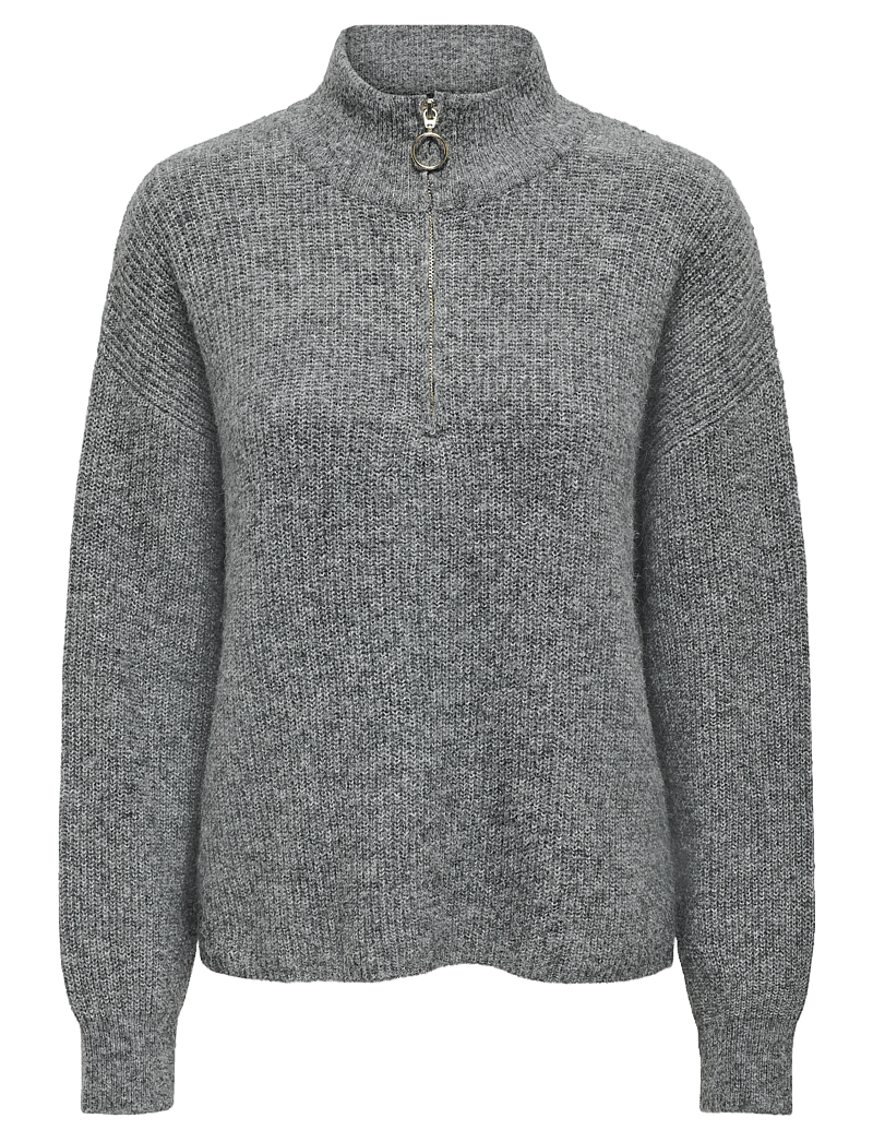 ONLY - ONLTOKYO SOLID L/S ZIP PULLOVER KNT NOOS - stickade tröjor - dark grey melange - 1