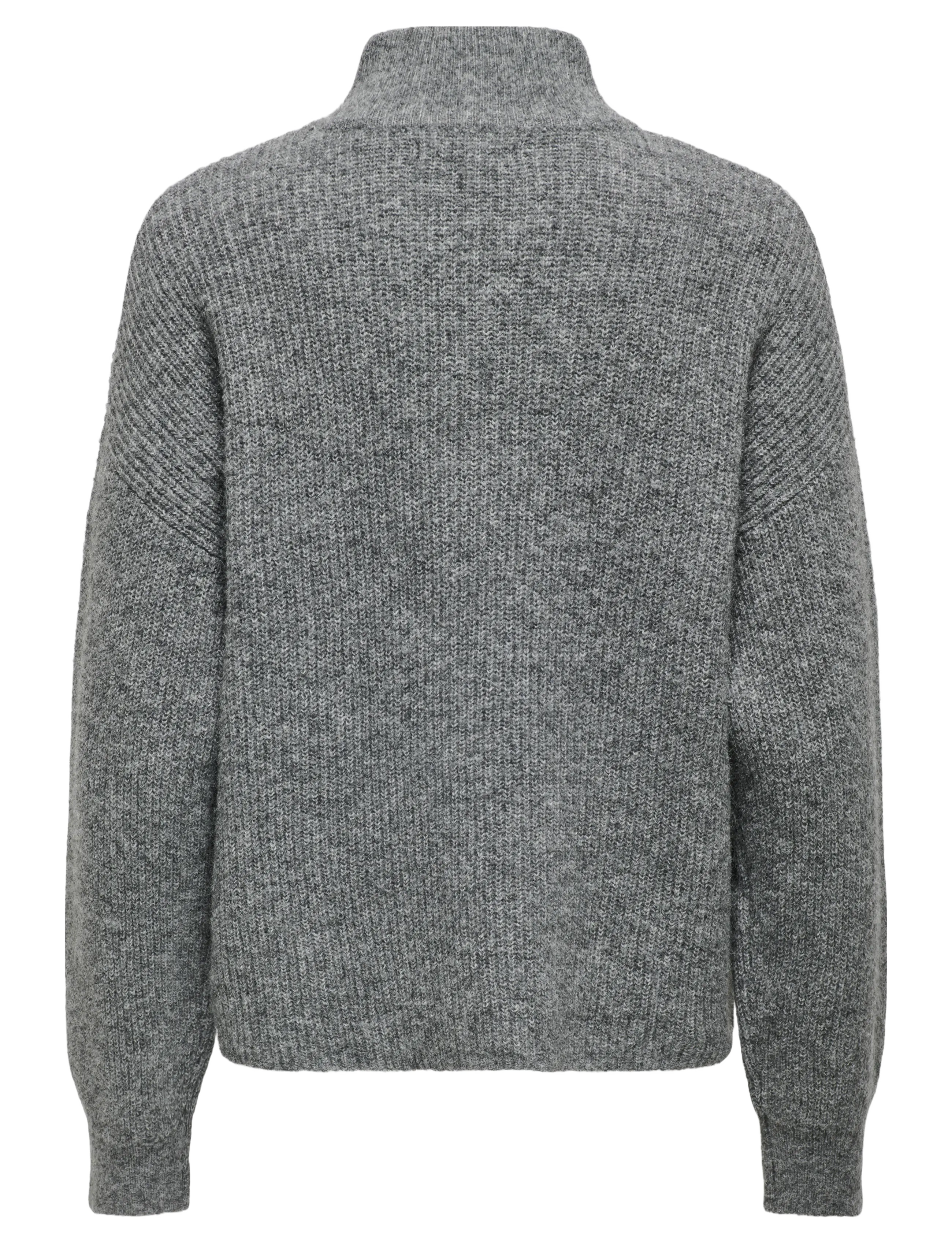 ONLY - ONLTOKYO SOLID L/S ZIP PULLOVER KNT NOOS - pulls - dark grey melange - 2