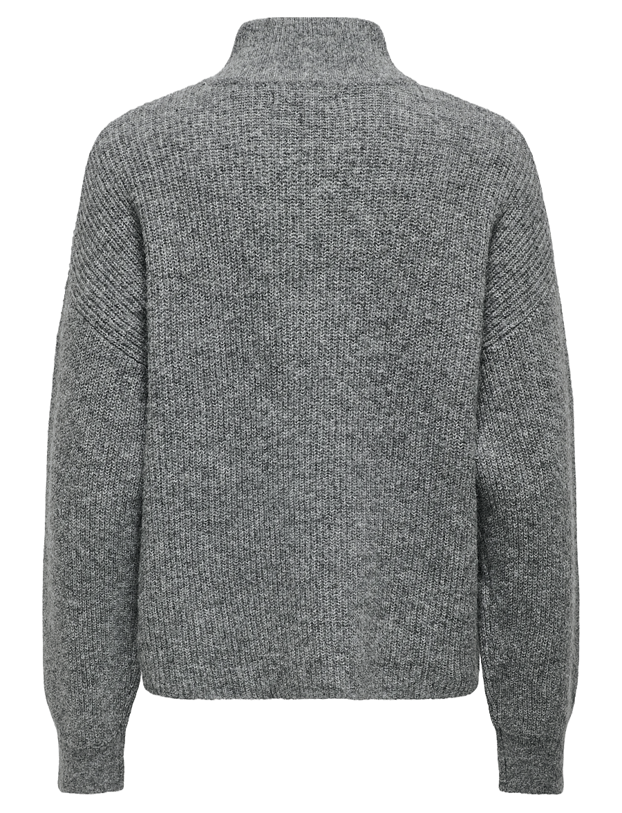 ONLY - ONLTOKYO SOLID L/S ZIP PULLOVER KNT NOOS - pulls - dark grey melange - 2