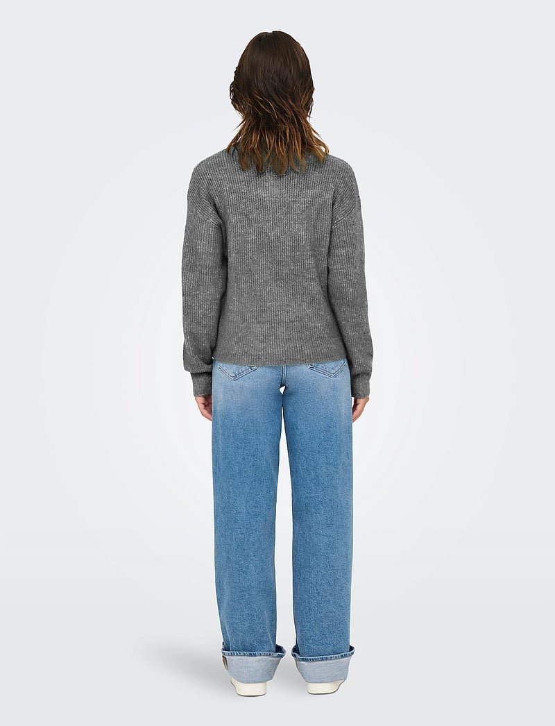 ONLY - ONLTOKYO SOLID L/S ZIP PULLOVER KNT NOOS - stickade tröjor - dark grey melange - 3