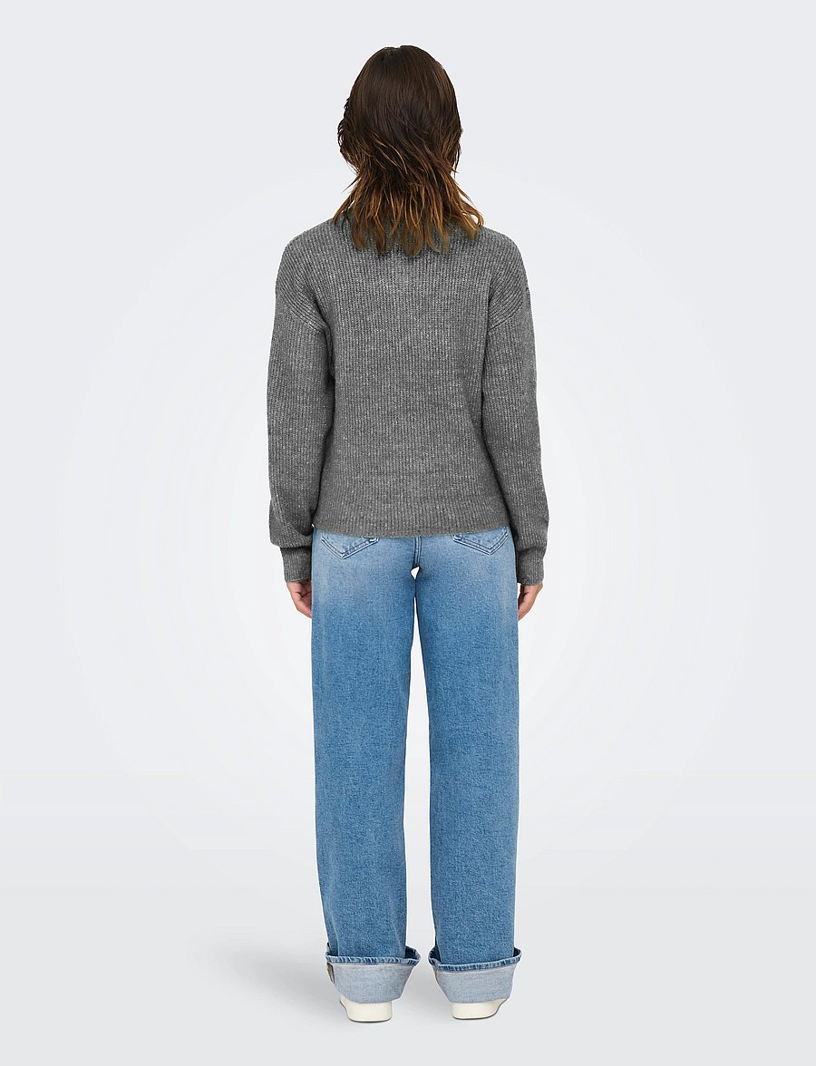 ONLY - ONLTOKYO SOLID L/S ZIP PULLOVER KNT NOOS - pulls - dark grey melange - 3