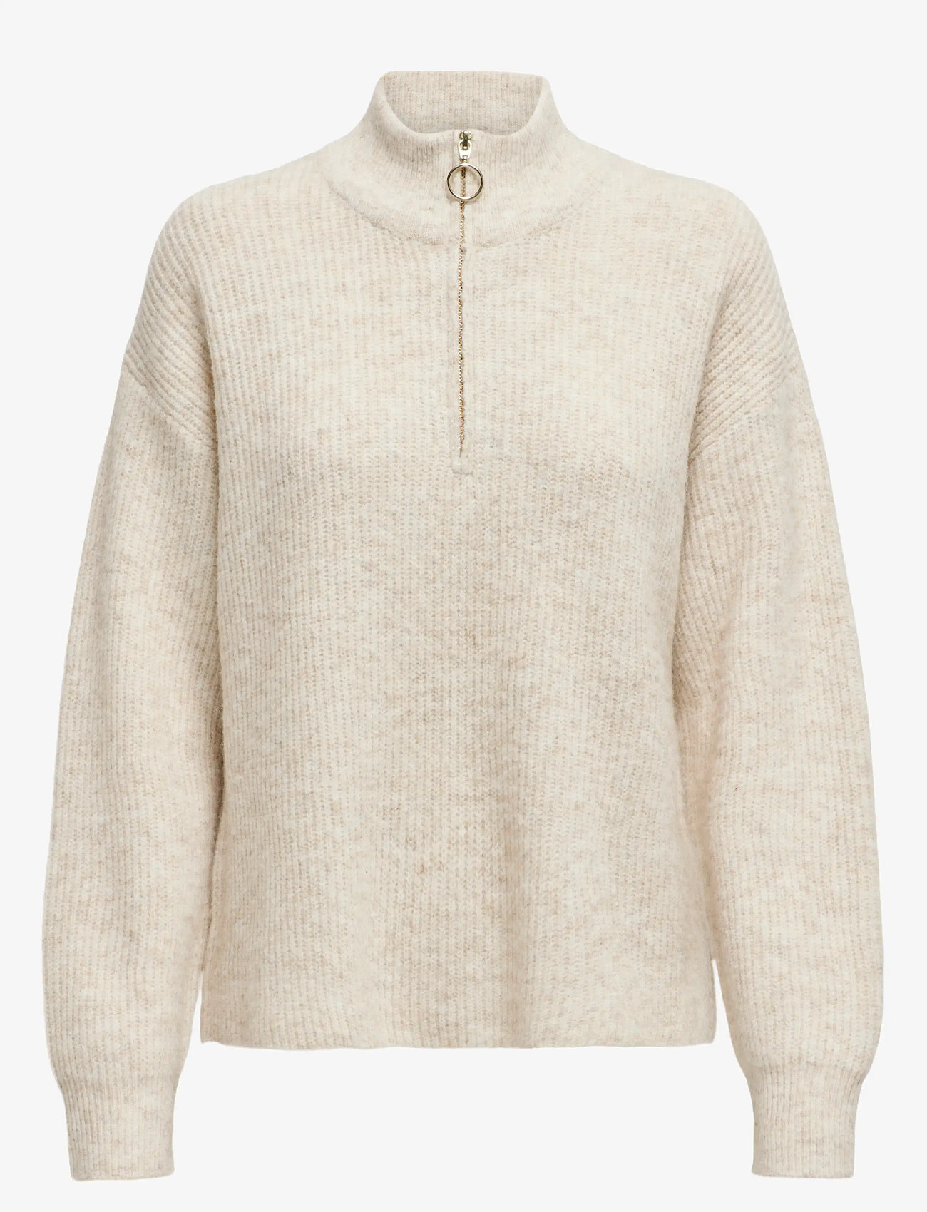 ONLY - ONLTOKYO SOLID L/S ZIP PULLOVER KNT NOOS - efterårstøj - pumice stone - 0