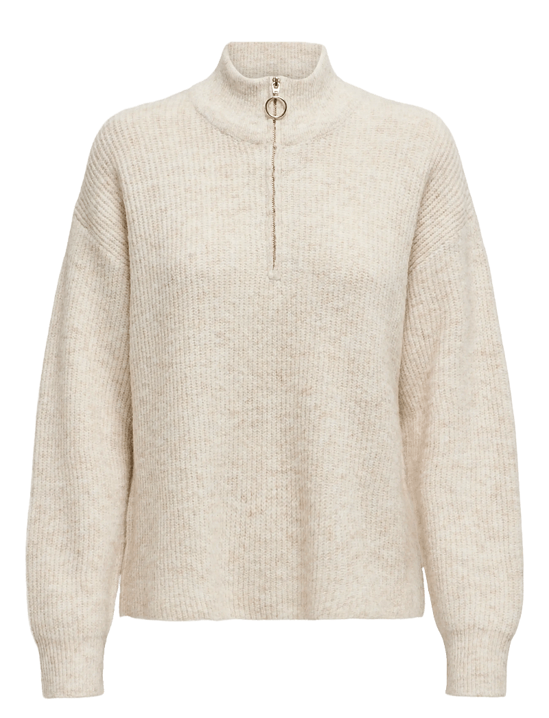 ONLY - ONLTOKYO SOLID L/S ZIP PULLOVER KNT NOOS - striktrøjer - pumice stone - 1