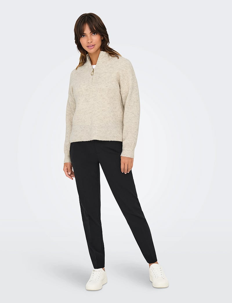 ONLY - ONLTOKYO SOLID L/S ZIP PULLOVER KNT NOOS - striktrøjer - pumice stone - 5