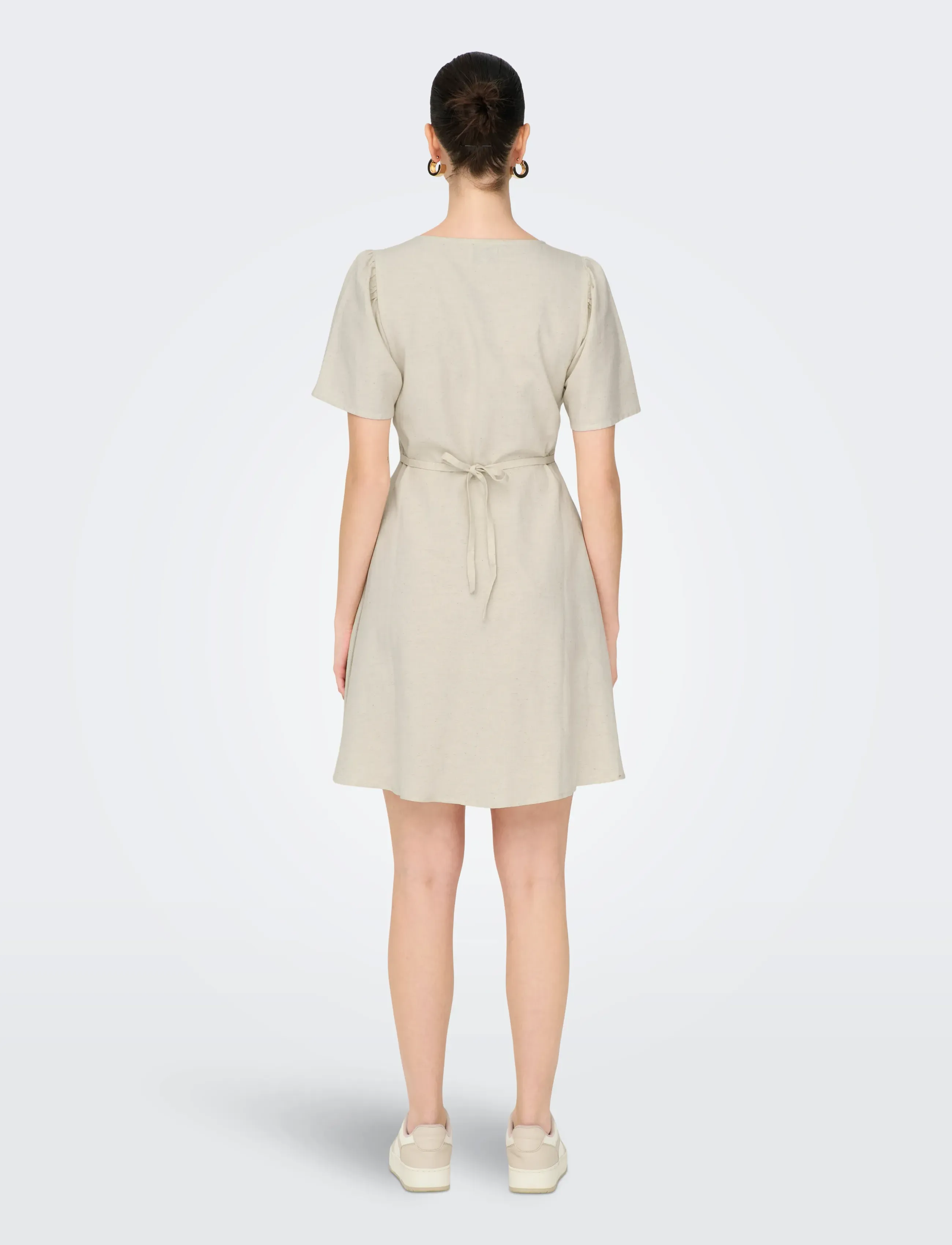 ONLY - ONLVITA LIFE S/S SHORT DRESS NOOS WVN - robes courtes - pumice stone - 3