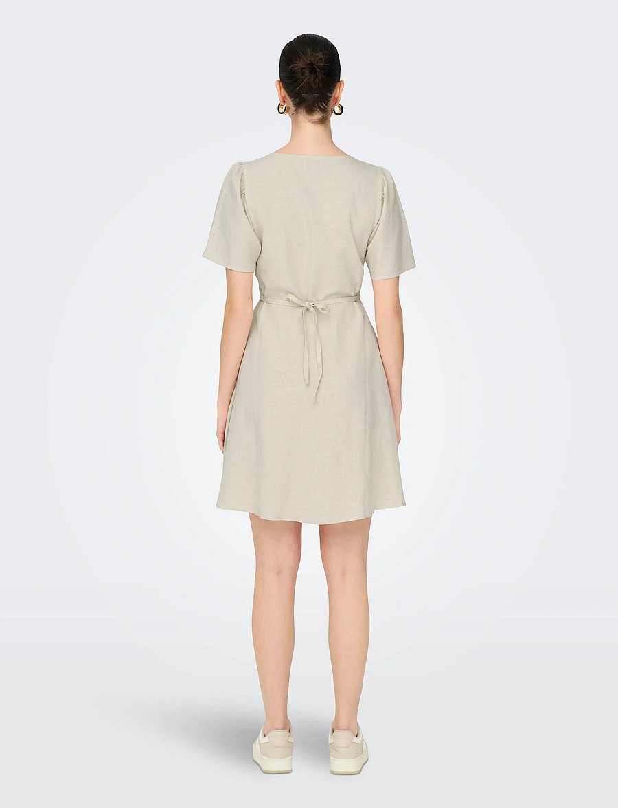ONLY - ONLVITA LIFE S/S SHORT DRESS NOOS WVN - robes courtes - pumice stone - 3