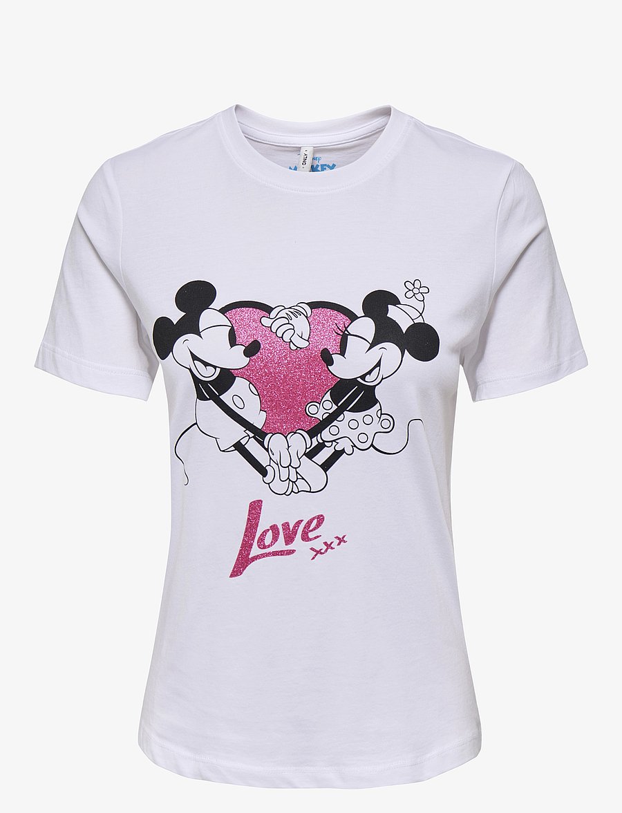 ONLY - ONLMICKEY LIFE REG S/S VALENTINE TOP JRS - t-shirts - bright white - 0