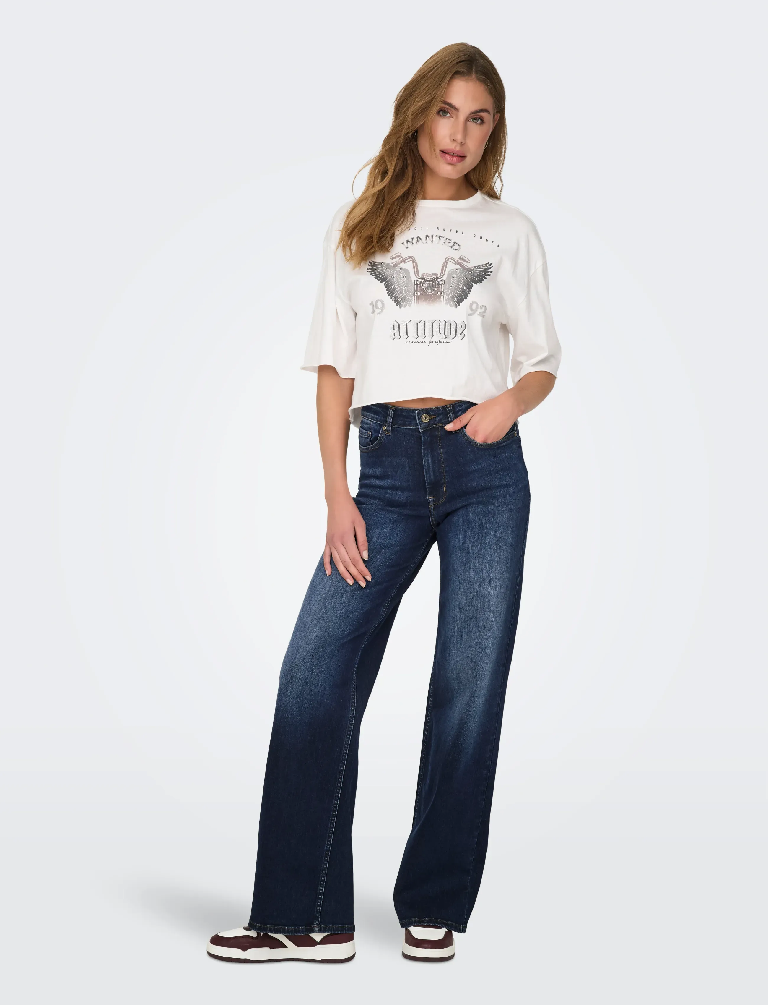 ONLY - ONLMADISON BLUSH HW WIDE DNM REA081 NOOS - brede jeans - dark blue denim - 4