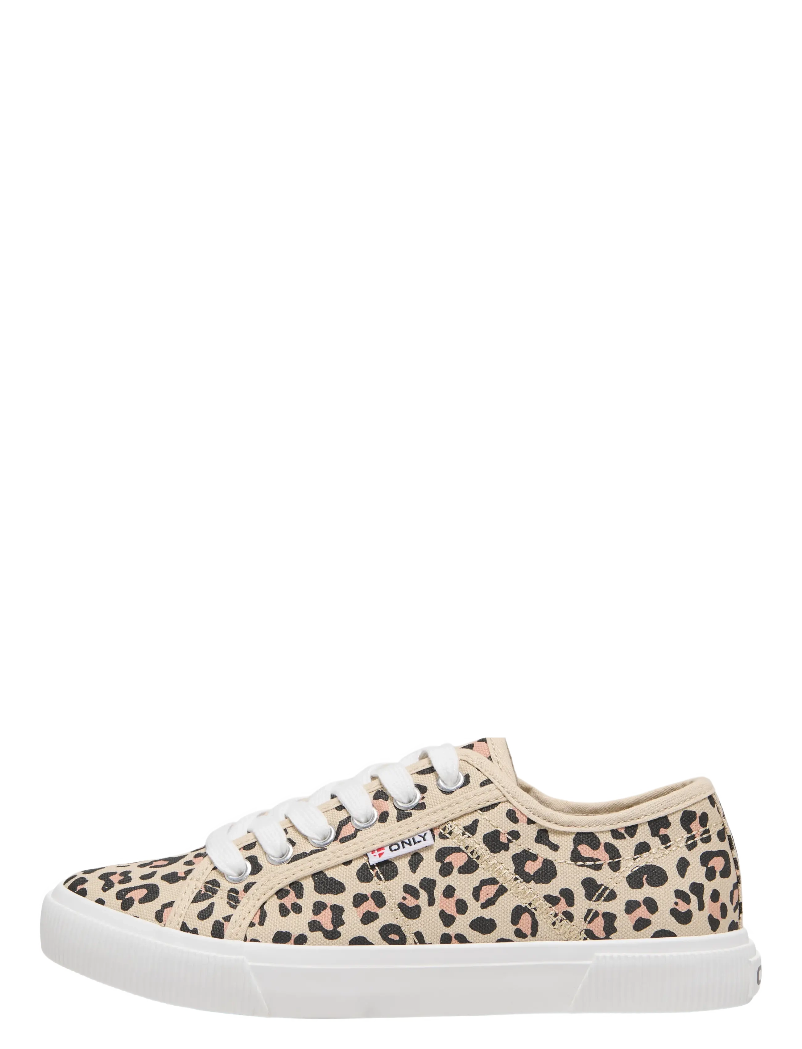 ONLY Onlnicola Canvas Sneaker Print Noos, Kvinder, Leopardmønstrede Lave Canvas Sneakers, Beige, Str: 39