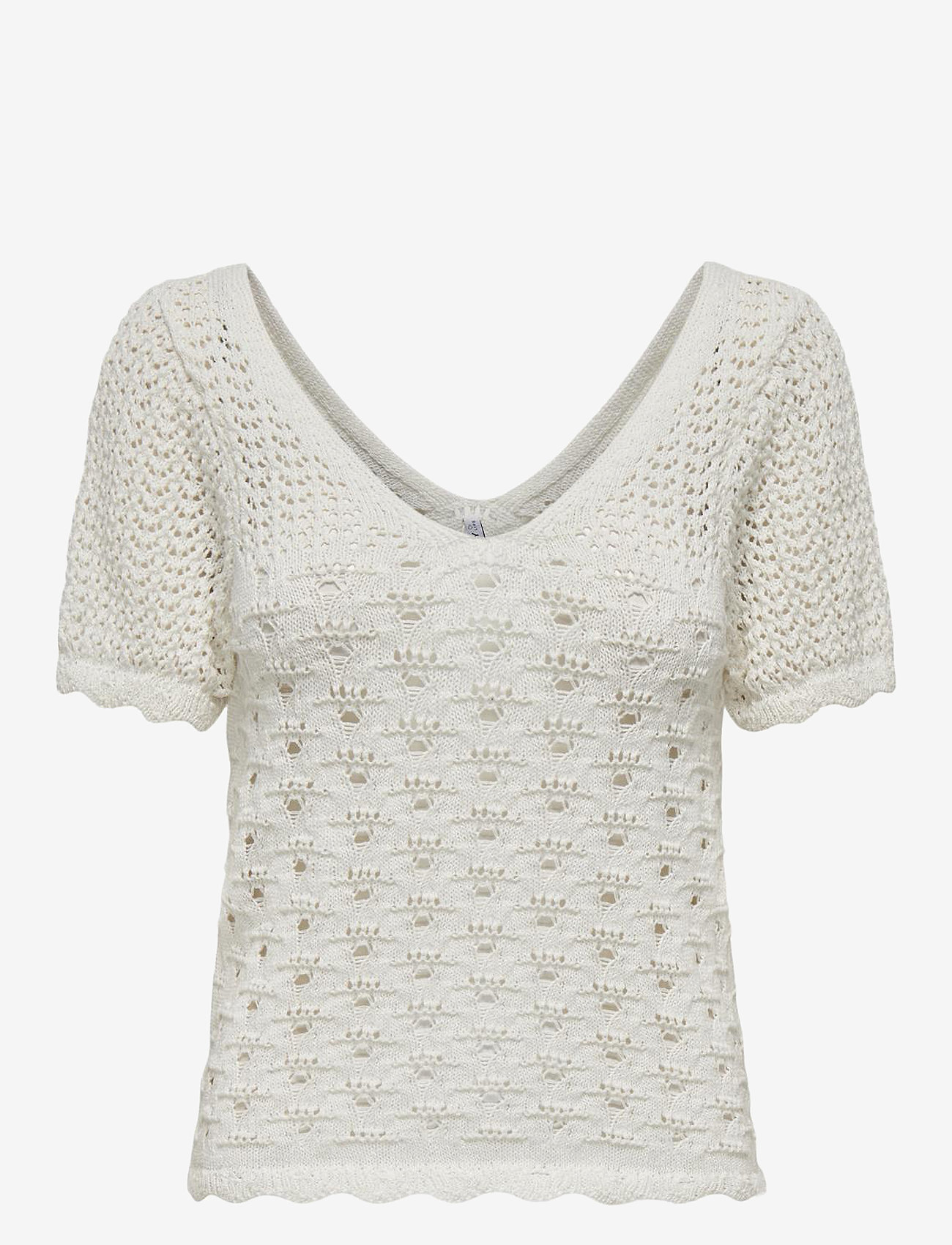 ONLY - ONLBECCA LIFE SS V-NECK TOP CC KNT - stickade tröjor - cloud dancer - 1