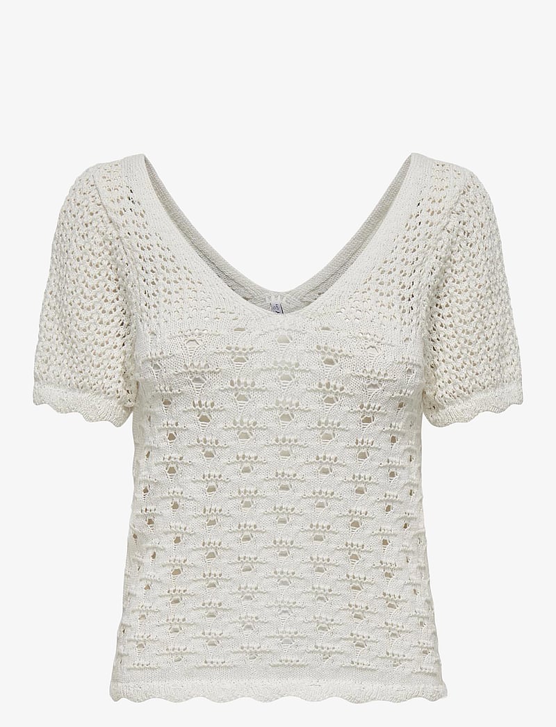 ONLY - ONLBECCA LIFE SS V-NECK TOP CC KNT - neulepuserot - cloud dancer - 1