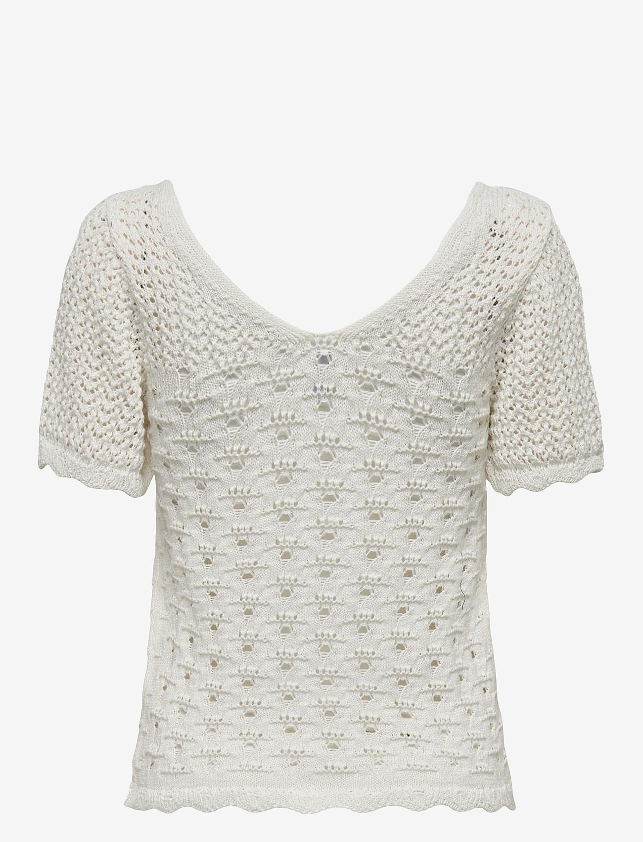 ONLY - ONLBECCA LIFE SS V-NECK TOP CC KNT - stickade tröjor - cloud dancer - 2
