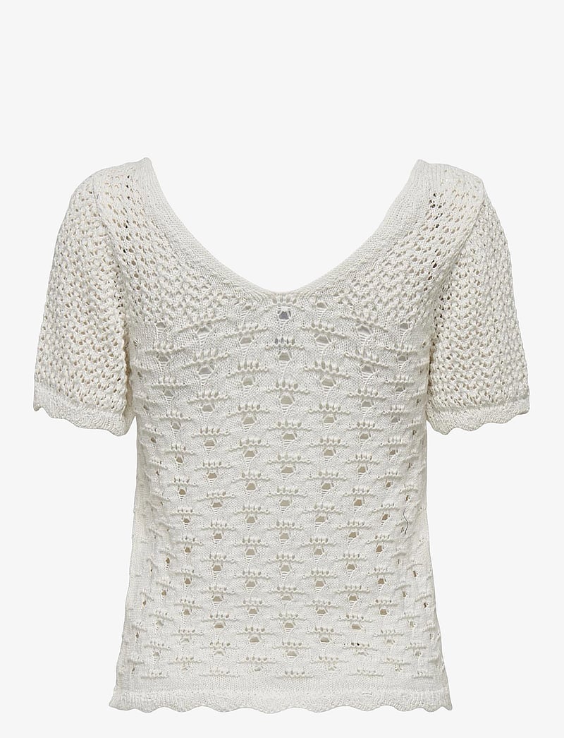 ONLY - ONLBECCA LIFE SS V-NECK TOP CC KNT - neulepuserot - cloud dancer - 2