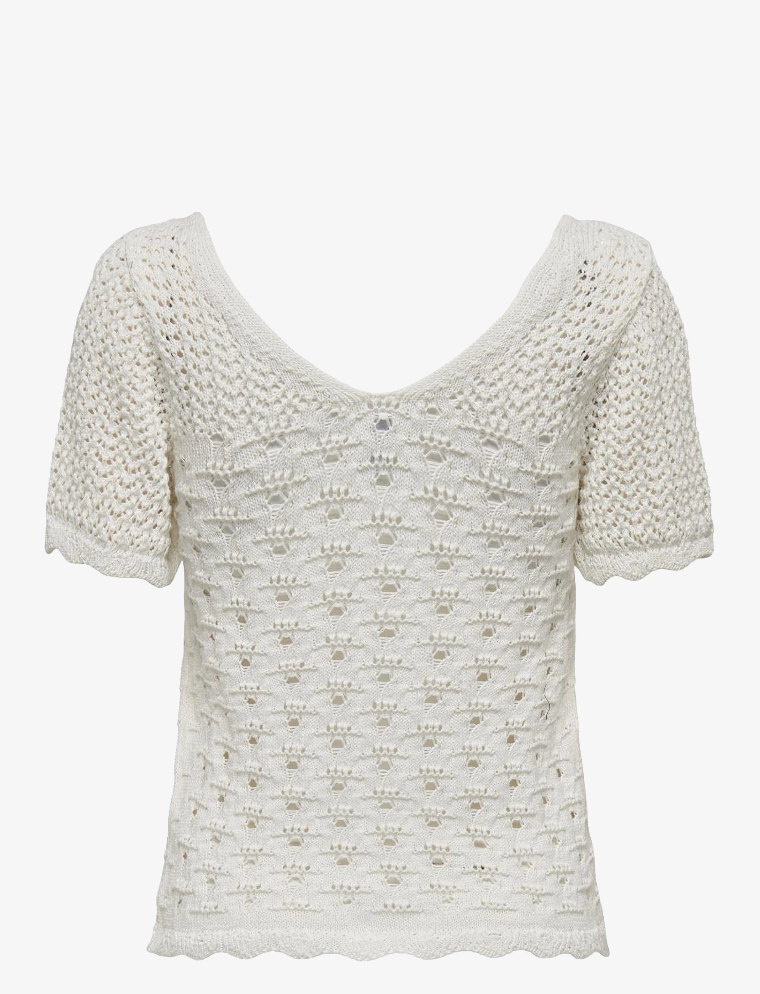 ONLY - ONLBECCA LIFE SS V-NECK TOP CC KNT - džemperi - cloud dancer - 2