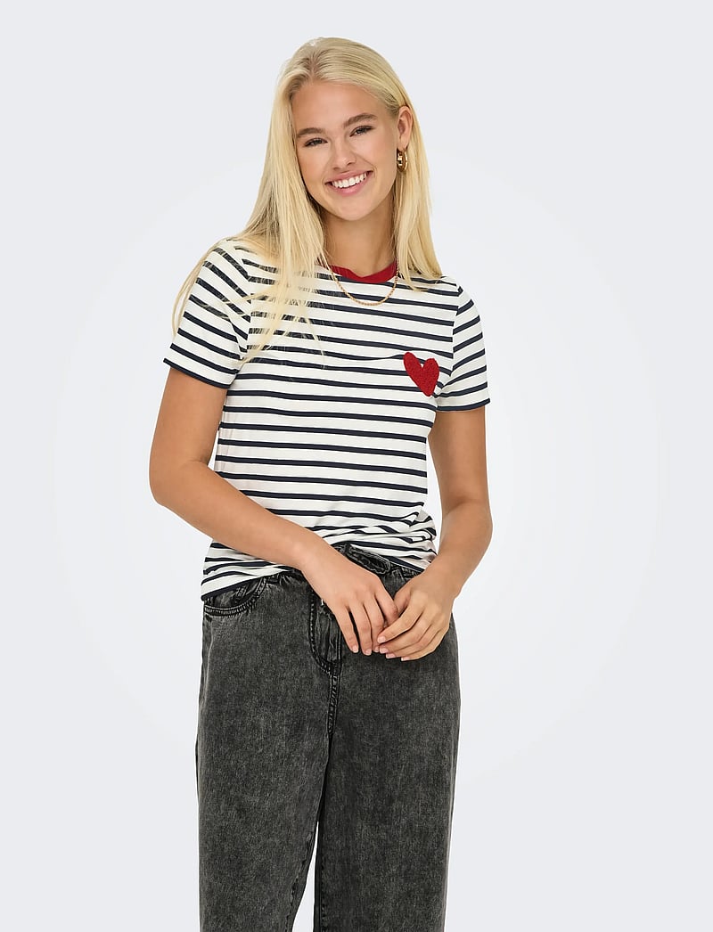 ONLY - ONLHEART LIFE S/S TEE JRS NOOS - cloud dancer - 0