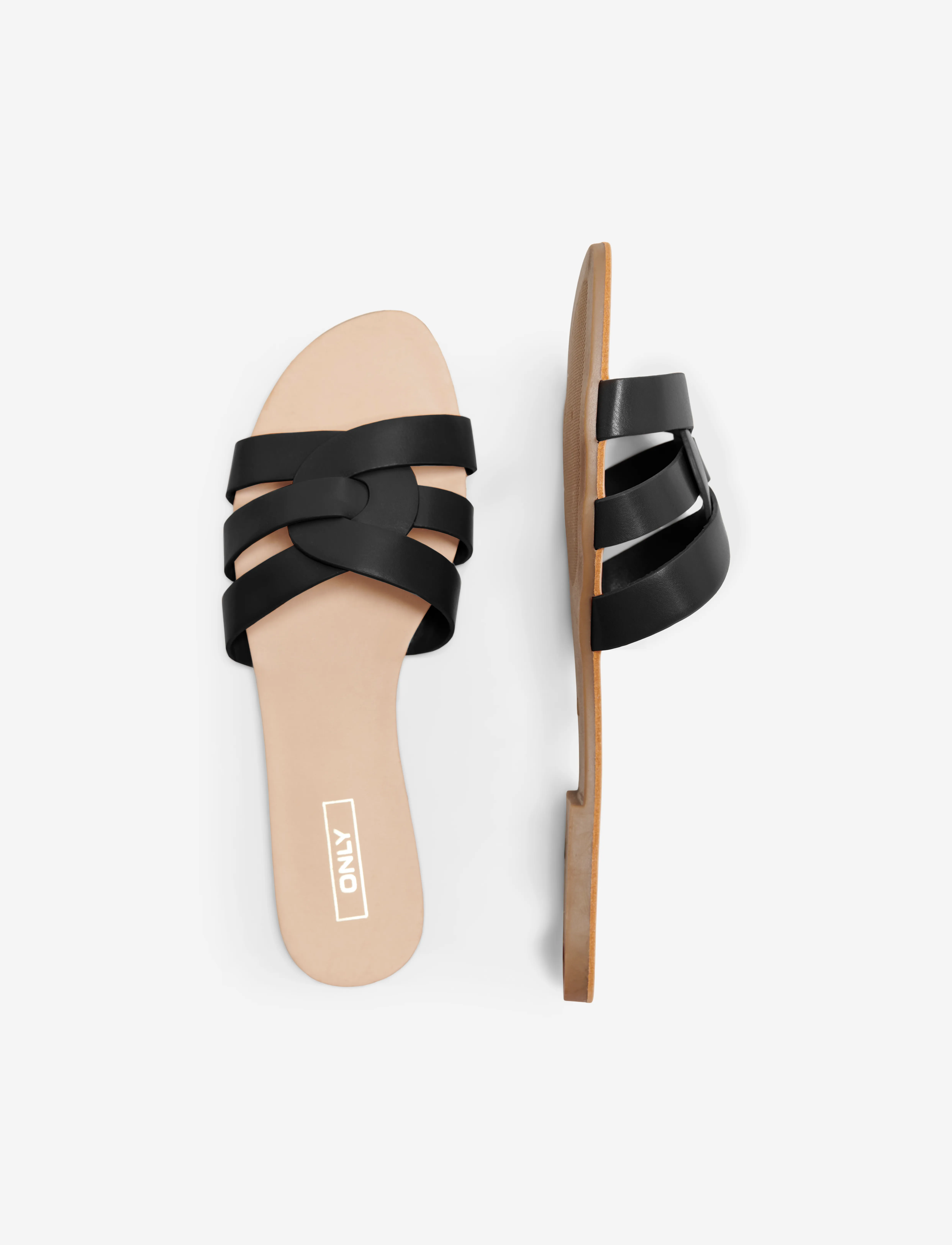 ONLY Onlfeli-4 Pu Slip On Sandal, 36, Black, Sandaler > Flade Sandals, Dame