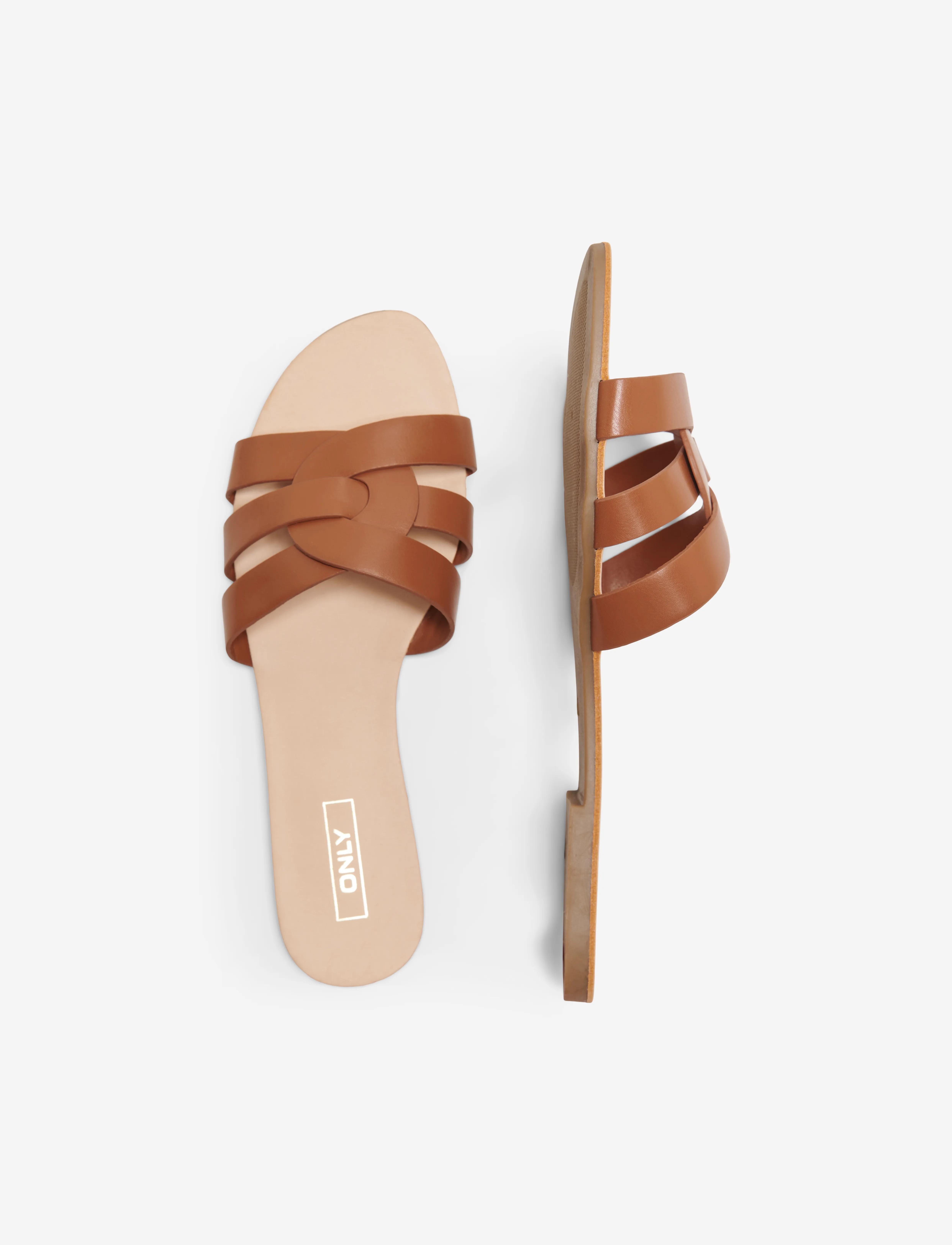 ONLY Onlfeli-4 Pu Slip On Sandal, 37, Brown, Sandaler > Flade Sandals, Dame