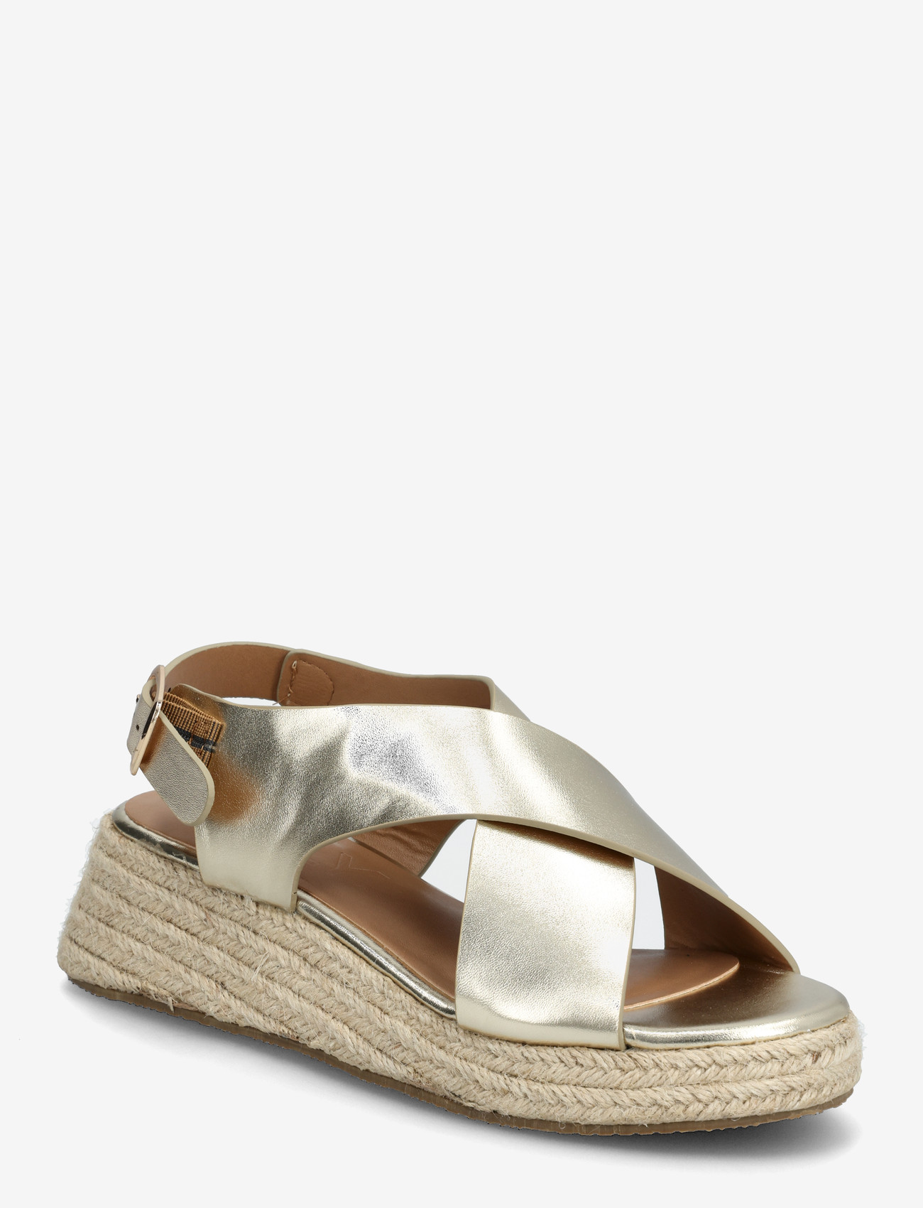 ONLY - ONLMINERVA-2 PU FOIL CROSS STRAP - espadrilles mit absatz - gold colour - 0