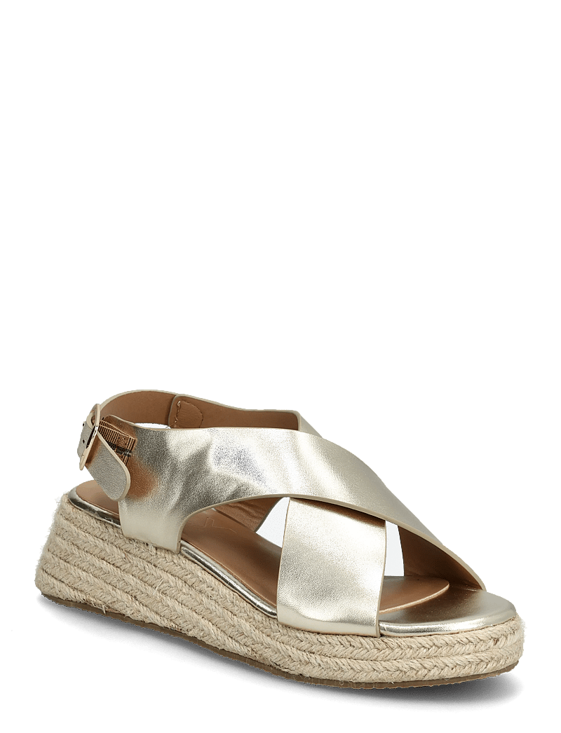 ONLY - ONLMINERVA-2 PU FOIL CROSS STRAP - espadrilles mit absatz - gold colour - 0