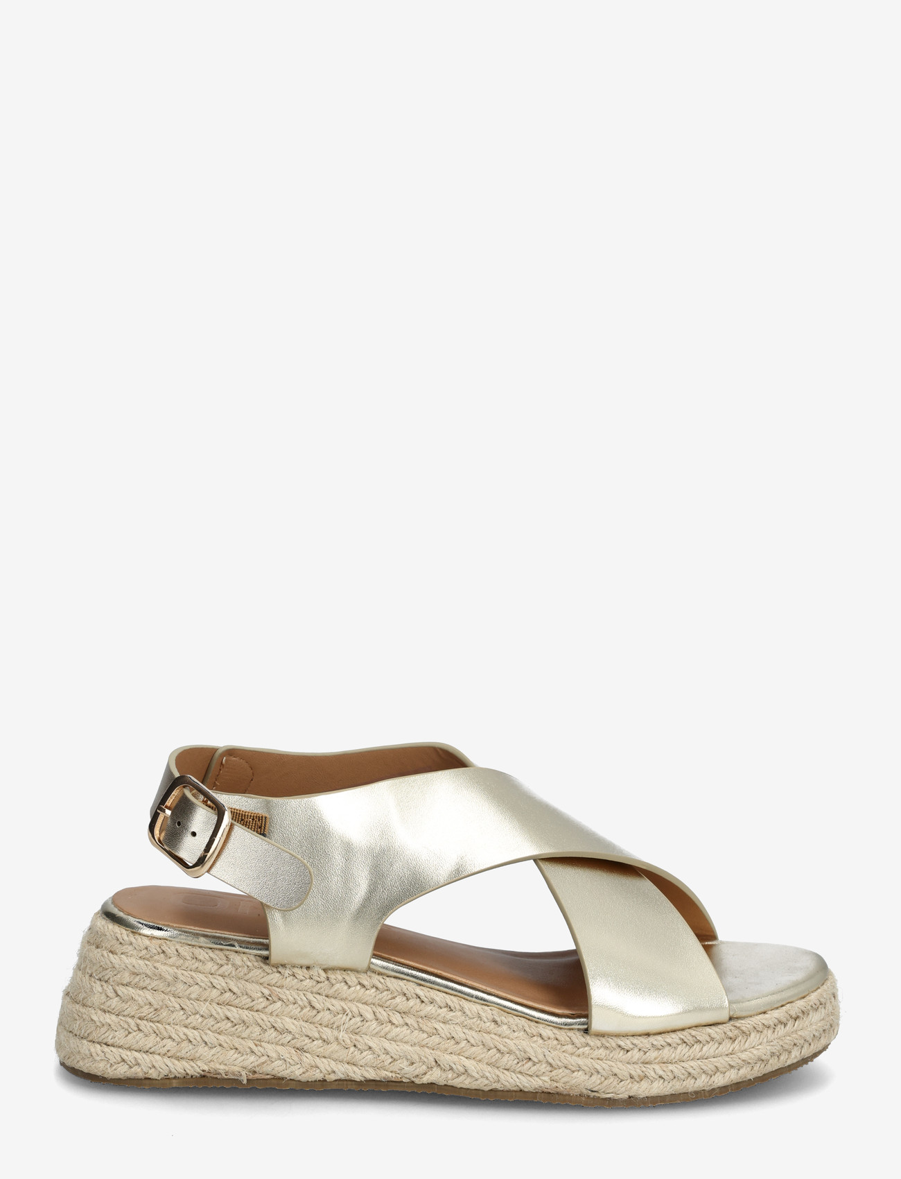 ONLY - ONLMINERVA-2 PU FOIL CROSS STRAP - espadrilles mit absatz - gold colour - 1