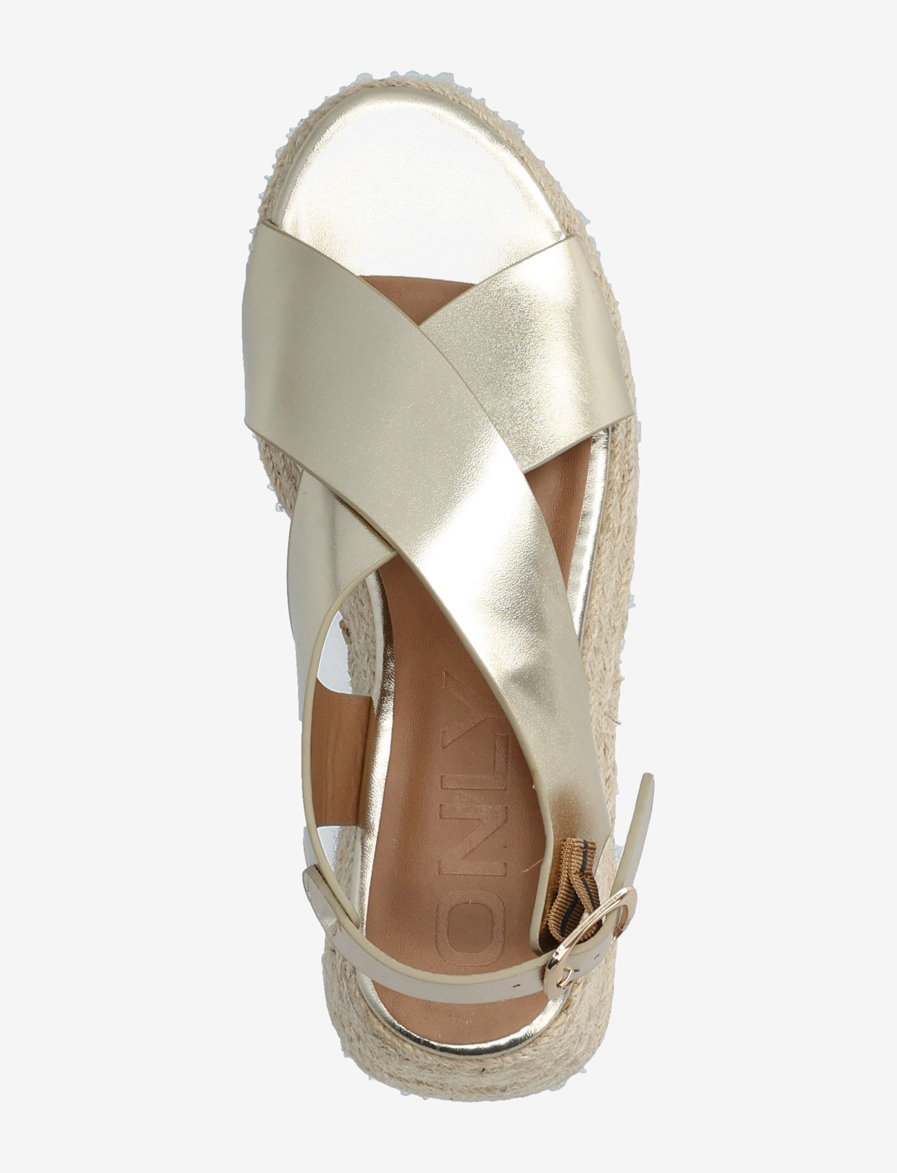 ONLY - ONLMINERVA-2 PU FOIL CROSS STRAP - espadrilles mit absatz - gold colour - 3