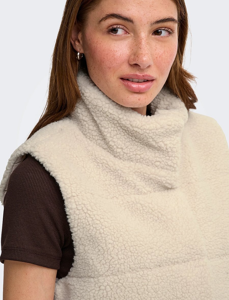 ONLY - ONLSANDRA TEDDY WAISTCOAT OTW NOOS - frühlingsjacken - pumice stone - 5