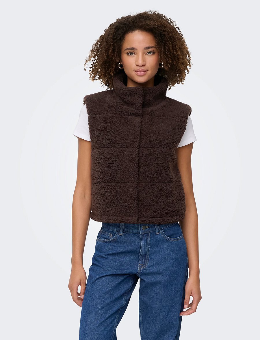 ONLY - ONLSANDRA TEDDY WAISTCOAT OTW NOOS - seal brown - 0