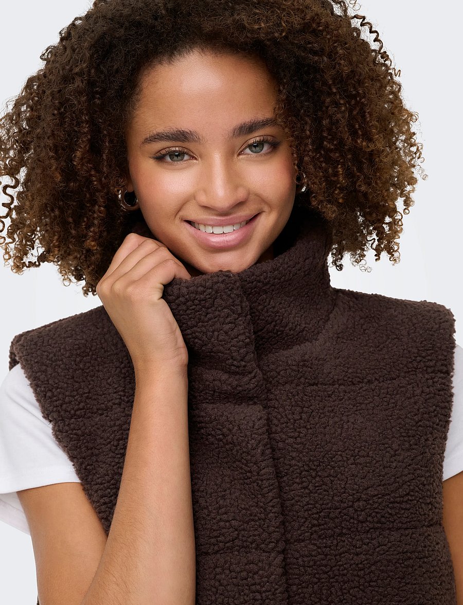 ONLY - ONLSANDRA TEDDY WAISTCOAT OTW NOOS - seal brown - 5