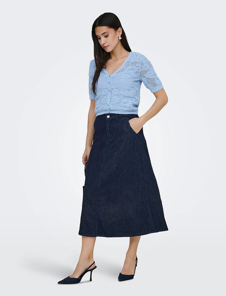 ONLY - ONLMINDY HW LOOSE DNM SKIRT NOOS - denim skirts - dark blue denim - 4